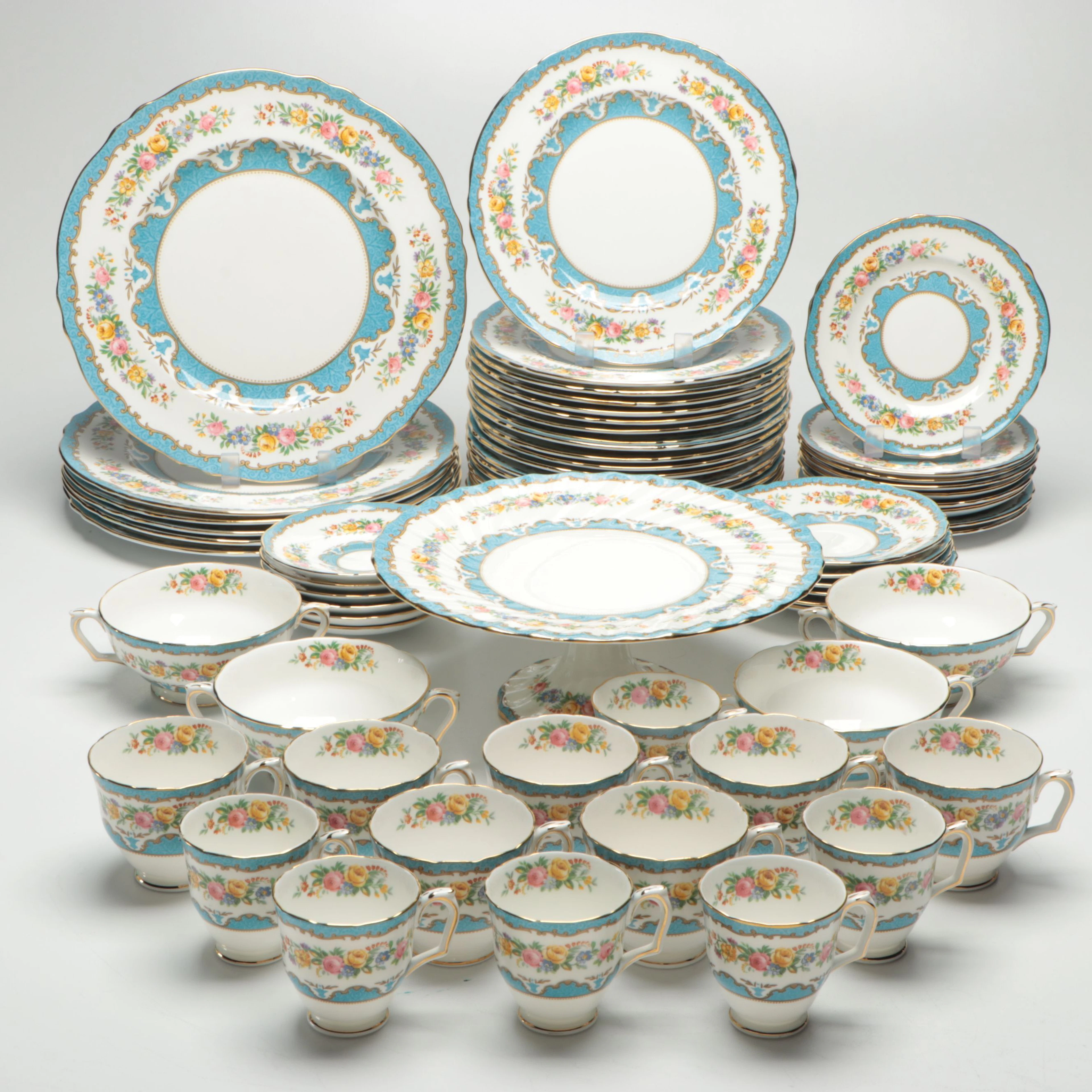 Crown Staffordshire "Lyric Tunis" English Bone China Dinnerware and Serveware