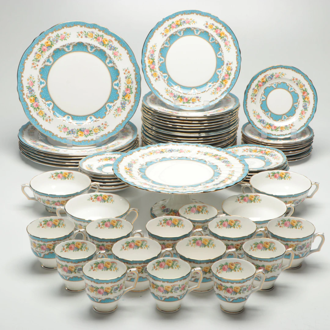 Crown Staffordshire "Lyric Tunis" English Bone China Dinnerware and Serveware