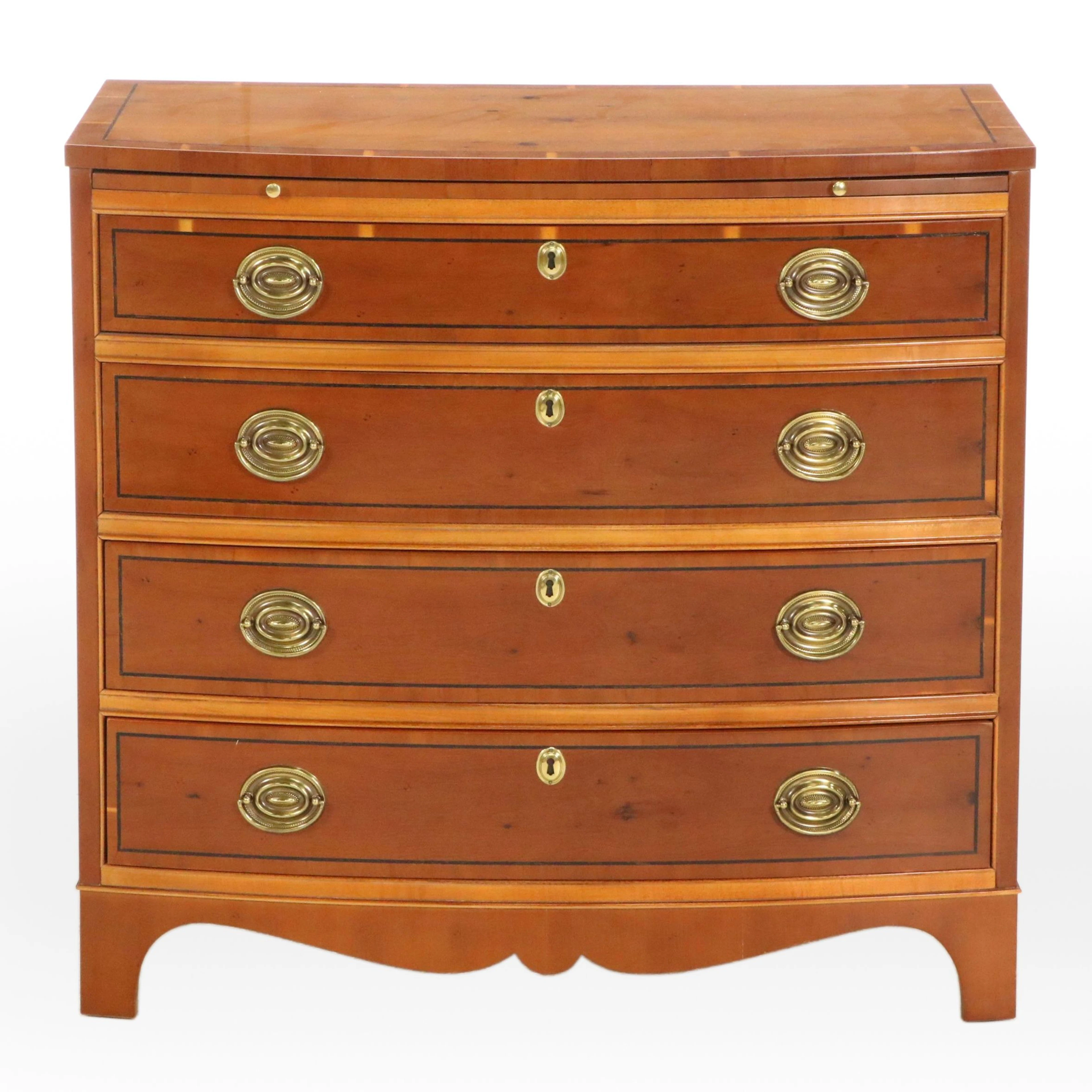 Hickory Manufacturing Co. Bowfront Yew Chest of Drawers