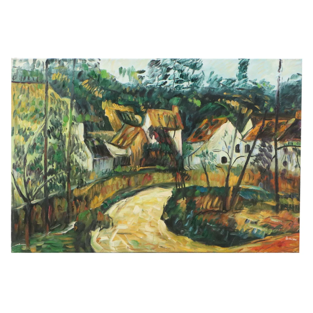 Impressionist Acrylic Painting of Rural Scene, 21st Century