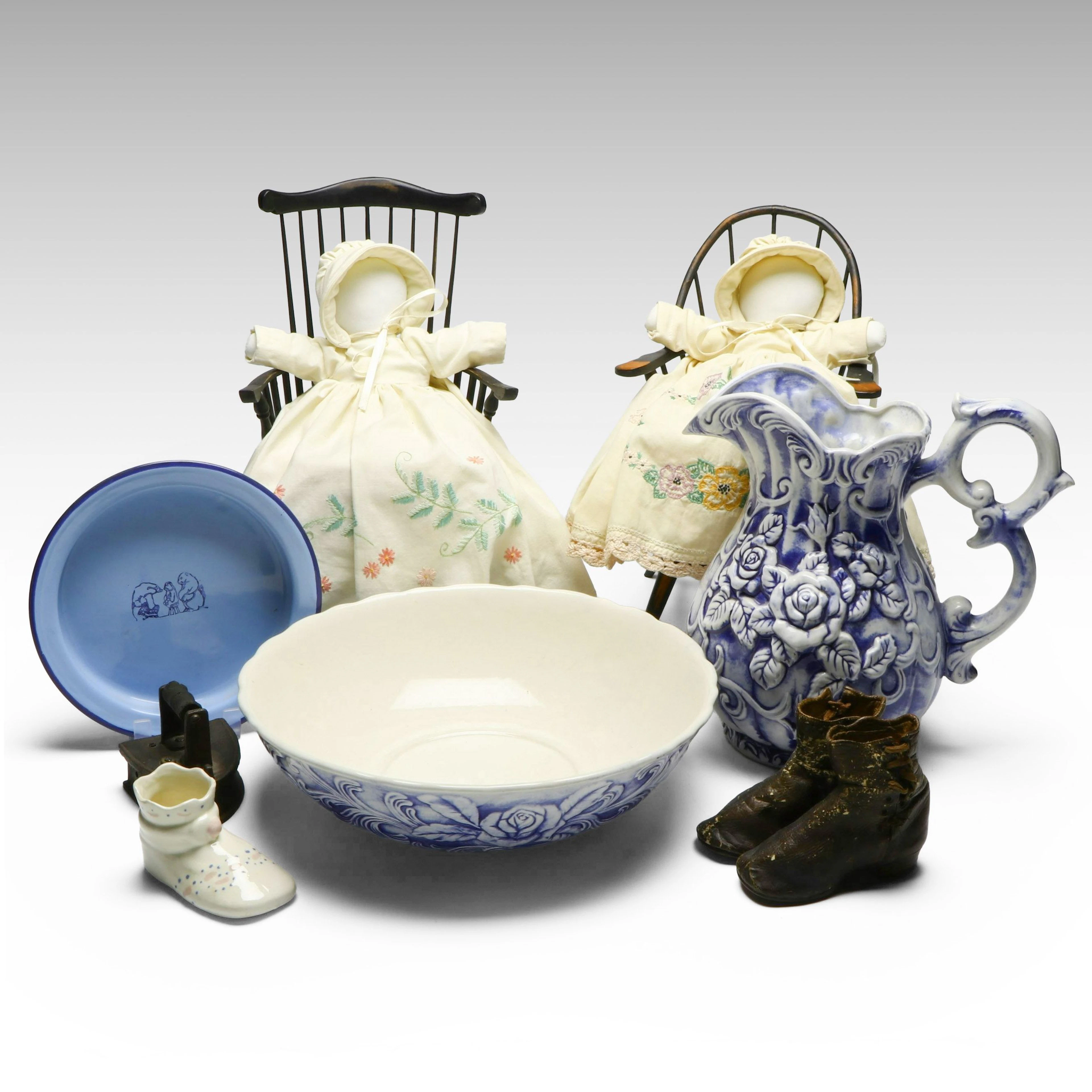 Cloth Dolls with Windsor Style Chairs and Other Décor