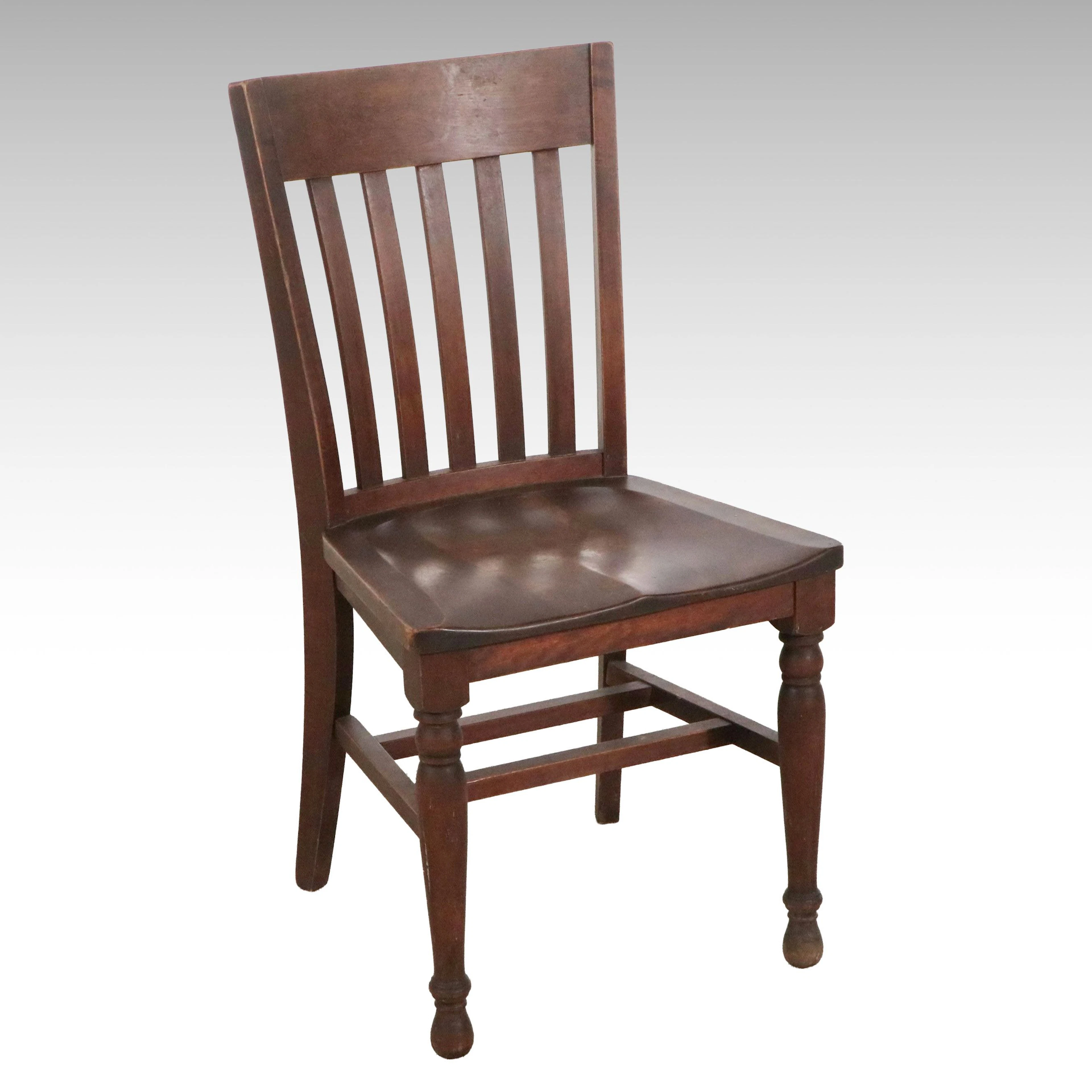 Arts and Crafts Style Oak Slatted Desk Chair, Early to Mid-20th Century