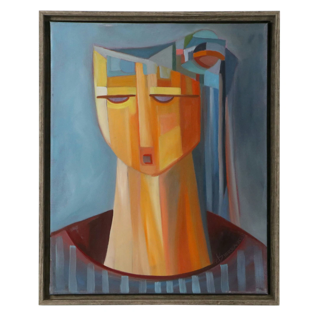 Dania Sierra Cubist Style Oil Painting "Reflections," 2023