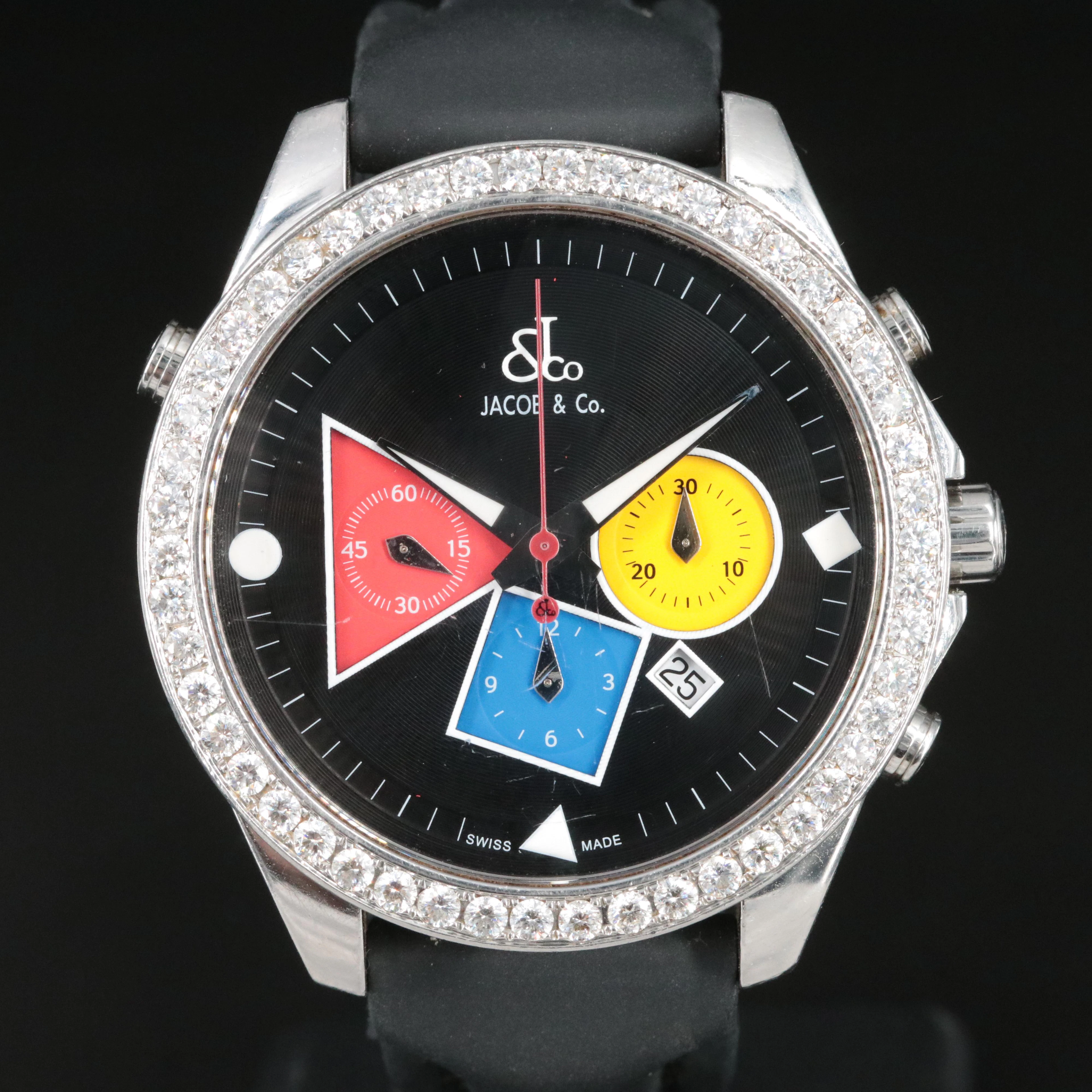 Jacob & Co. 3 Carat Total Weight Stainless Steel Chronograph Watch