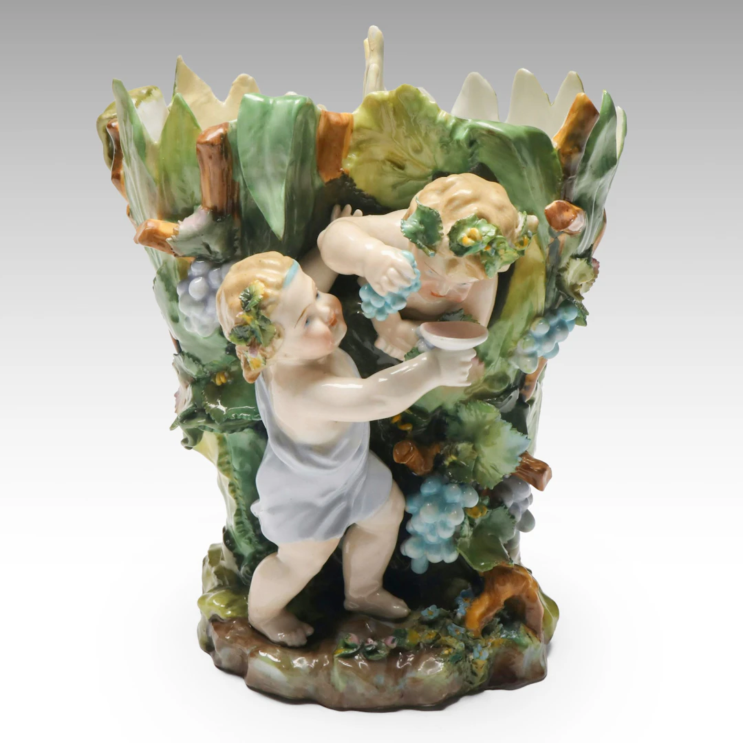 German Dresden Style Porcelain Figural Vase, Late 19th Century