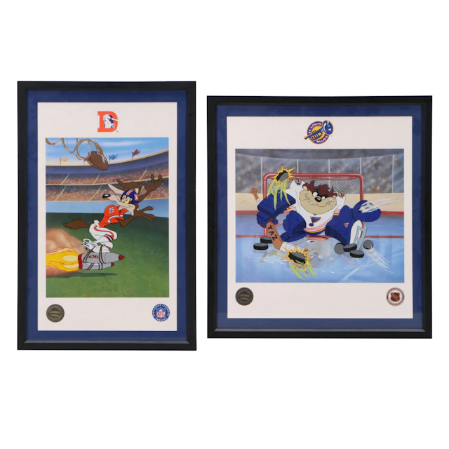 Looney Tunes Lithoserigraphs "Bombs Away" and "Devil of a Save," 1995-6