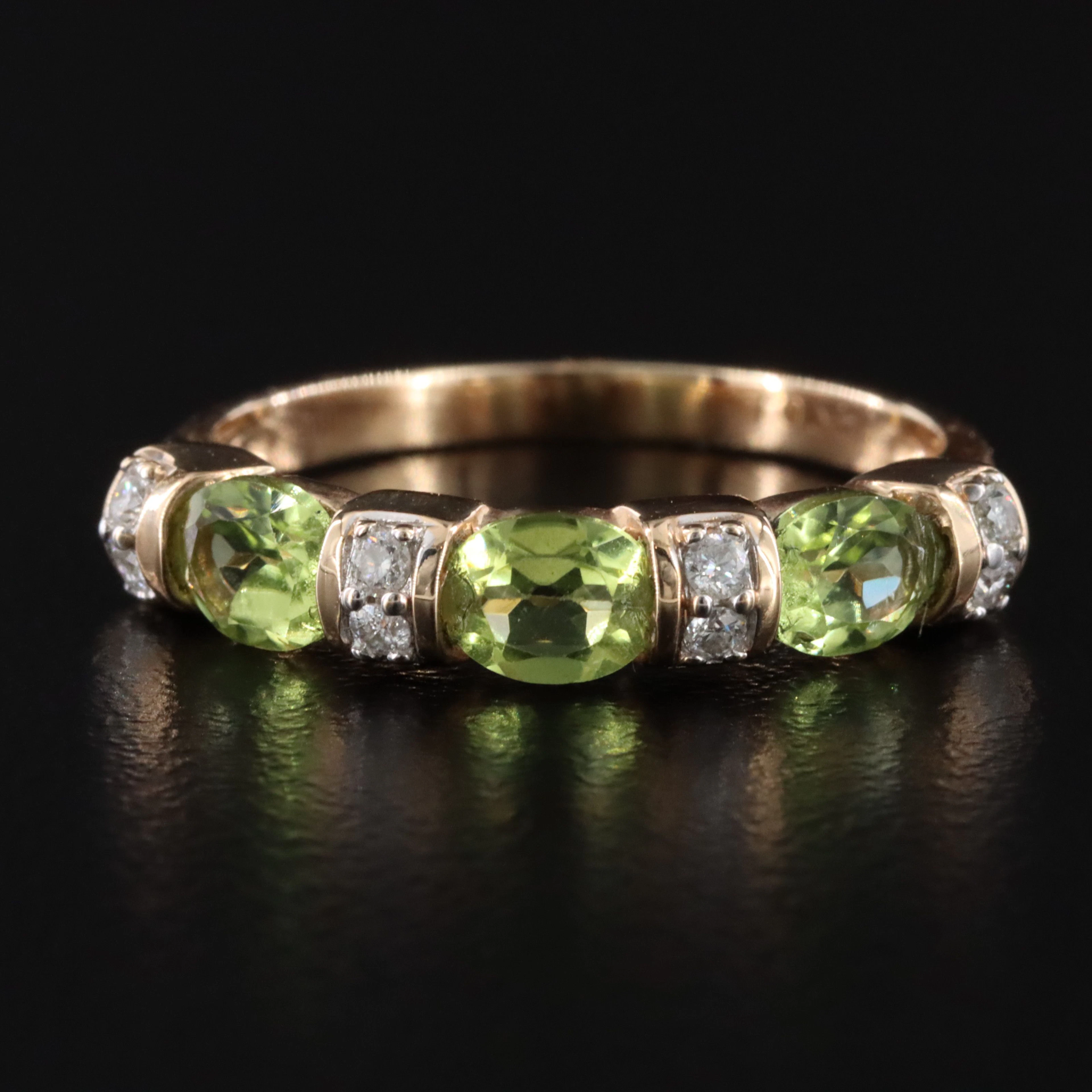 14K Peridot and Diamond Stackable Ring