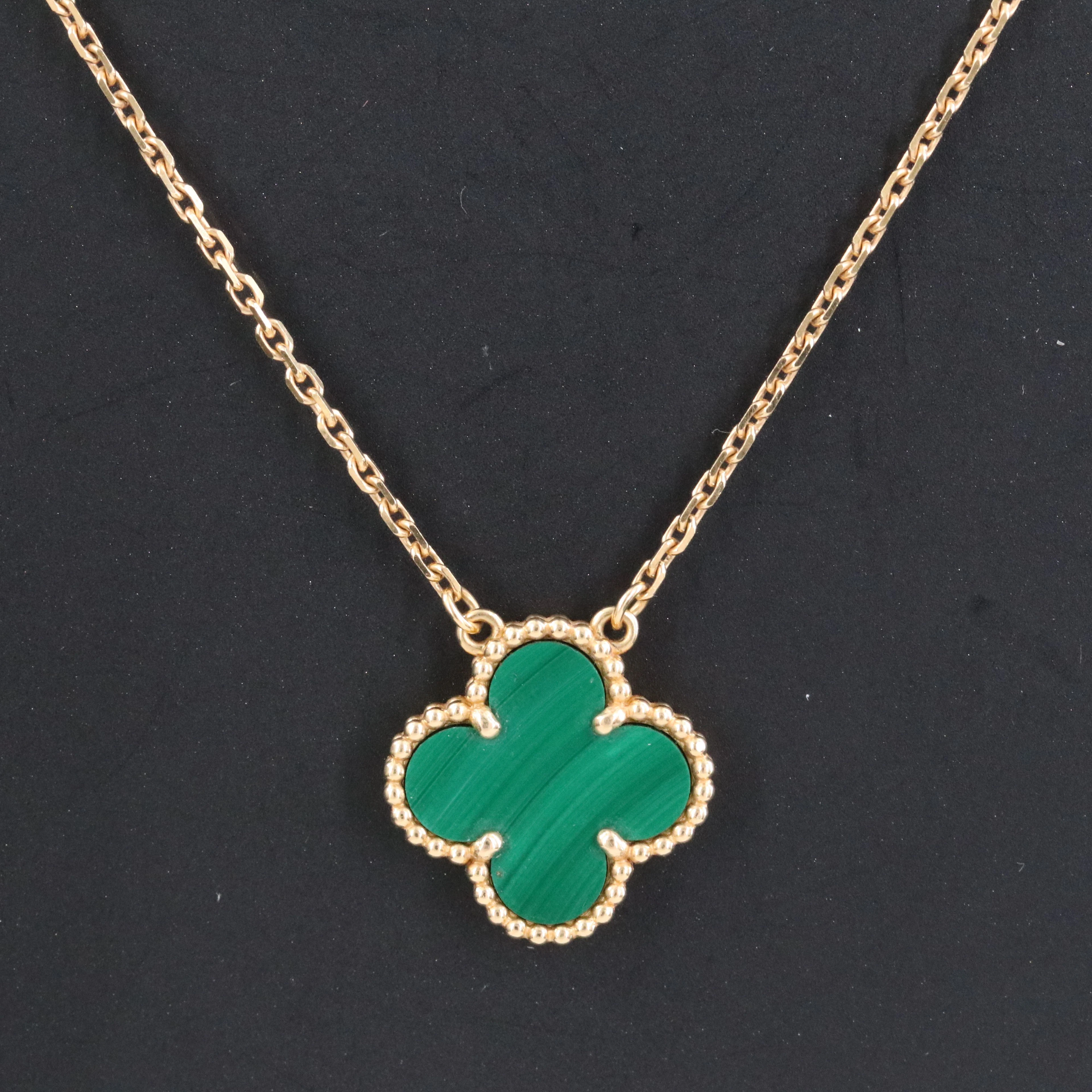 Van Cleef & Arpels Vintage Alhambra 18K Malachite Necklace