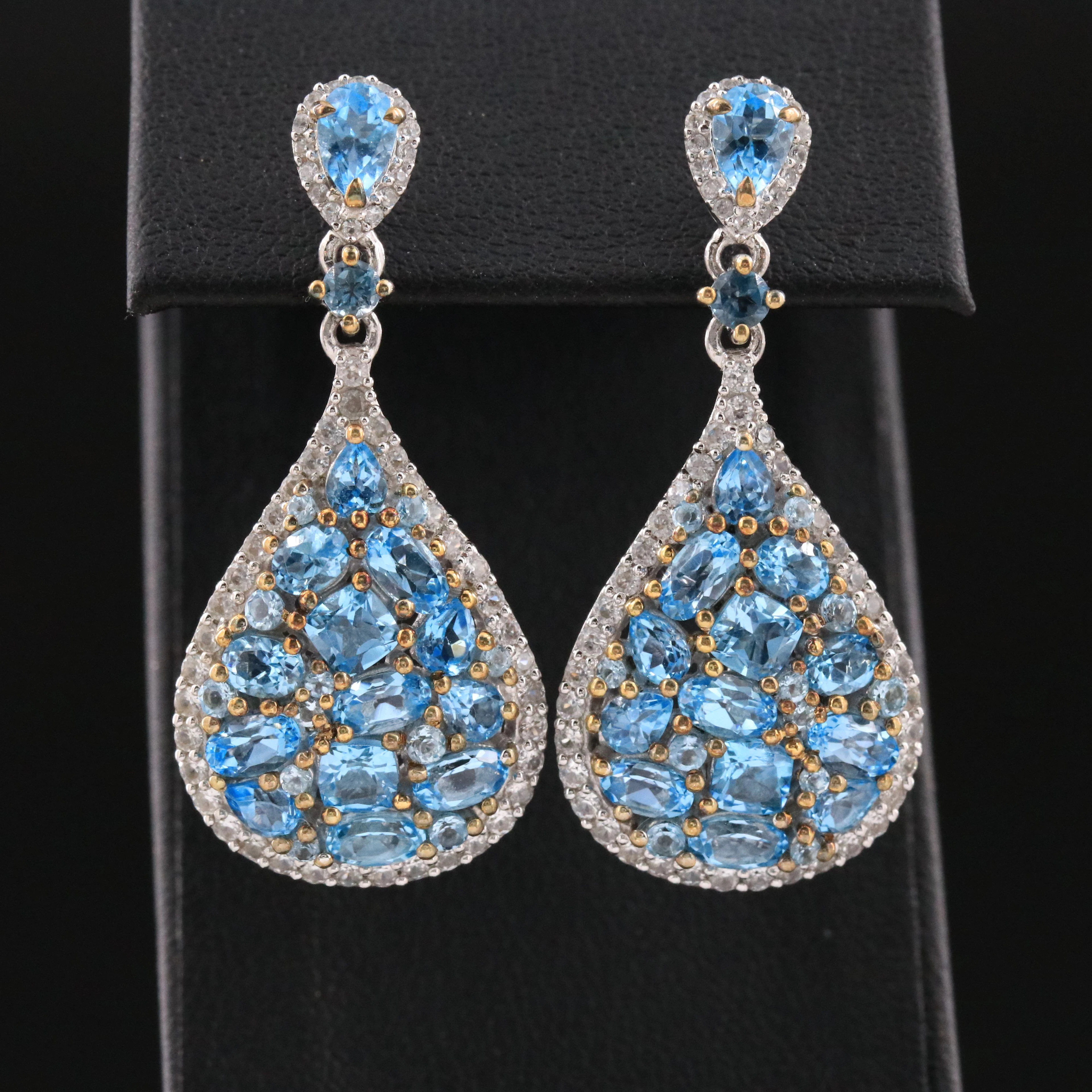 Sterling Topaz and White Zircon Earrings