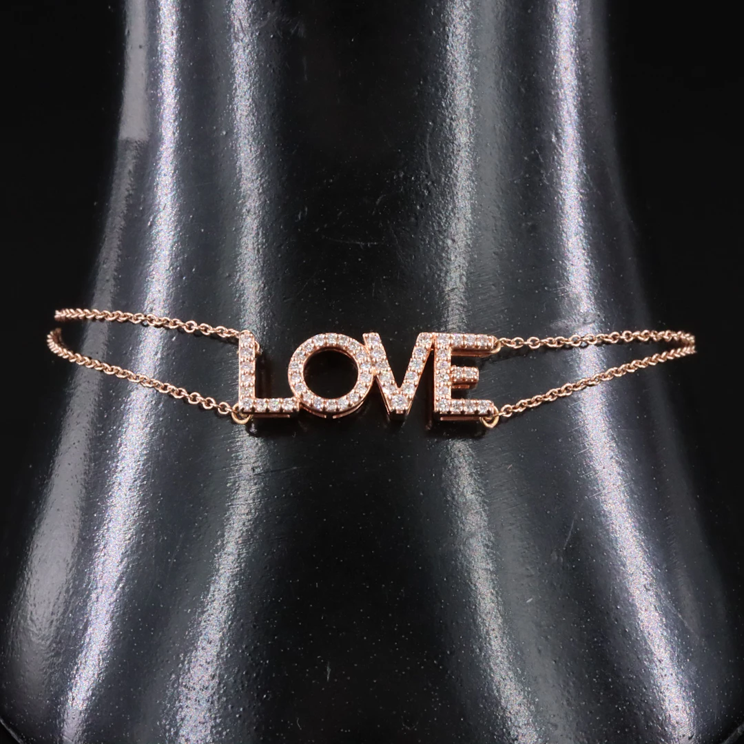 14K Rose Gold 0.25 CTW Diamond LOVE Bracelet