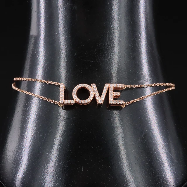 14K Rose Gold 0.25 CTW Diamond LOVE Bracelet