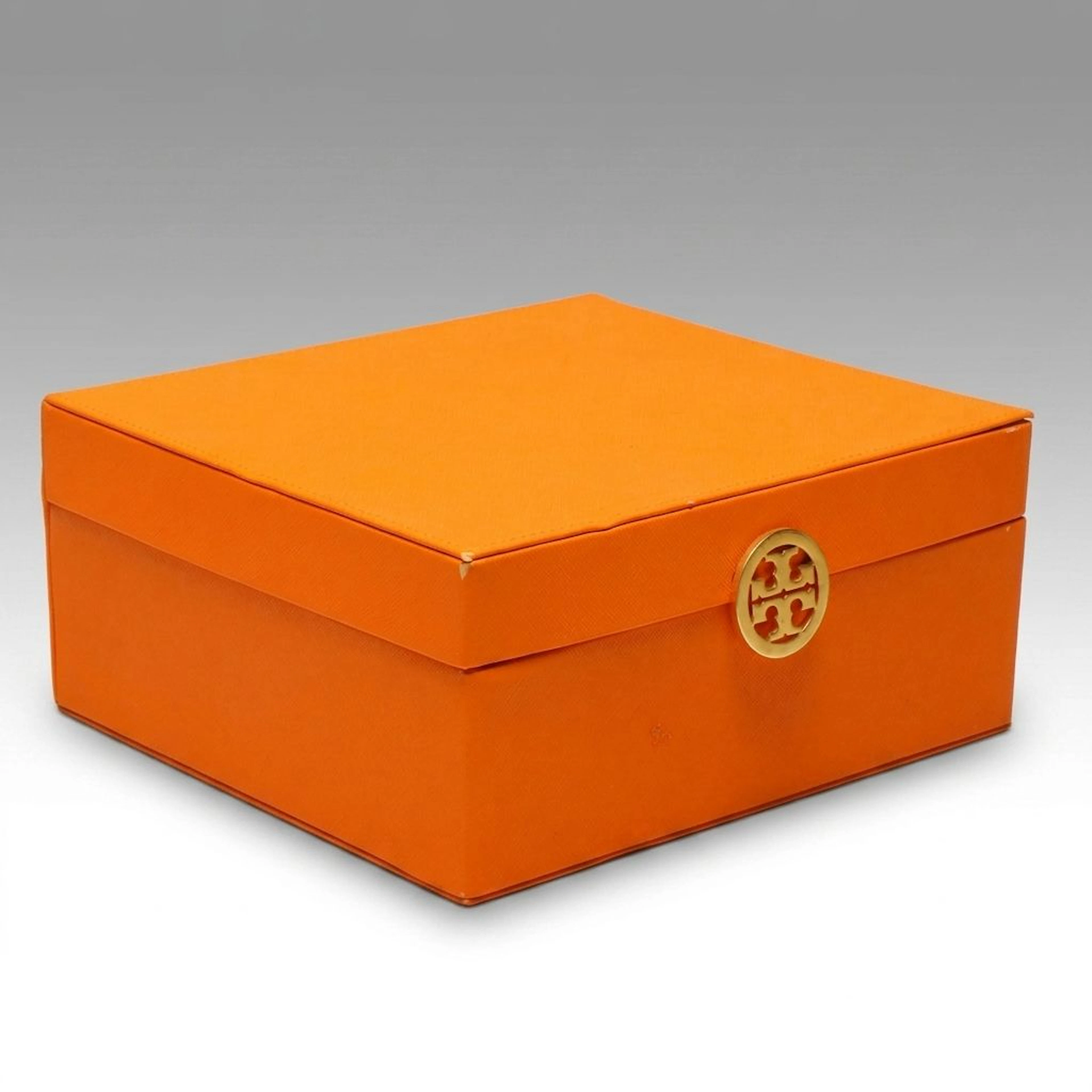 Tory Burch Orange Faux Leather Decorative Box, 21st C.