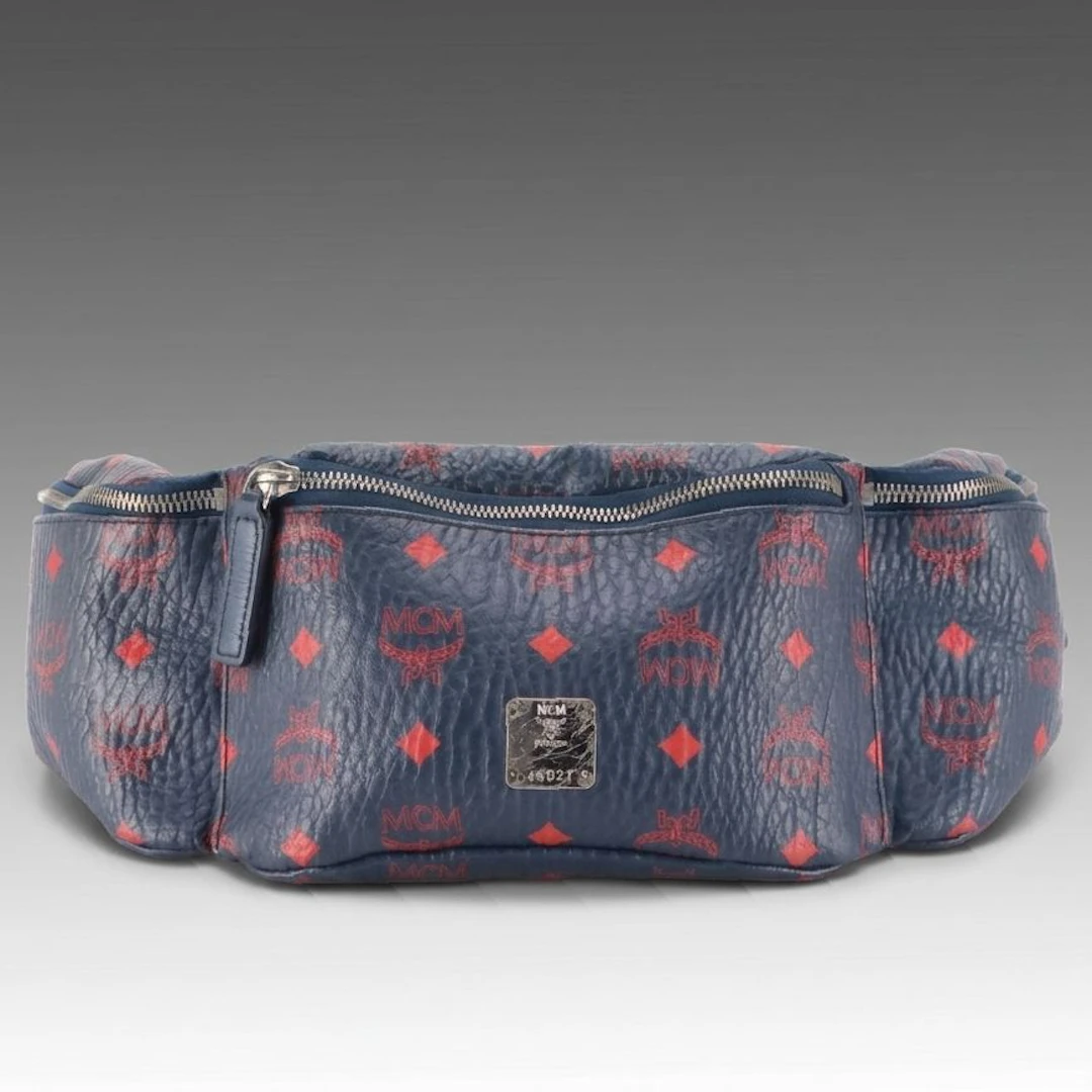 MCM Navy Blue Spectrum Stark Belt Bag in Skyoptic Visetos