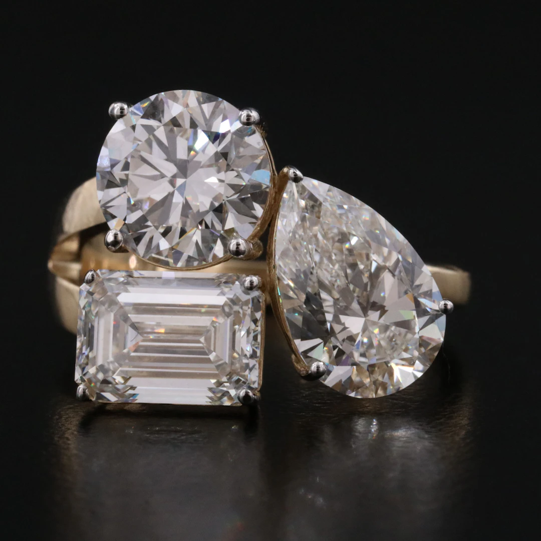 14K 6.29 CTW Lab Grown Diamond Three Stone Ring with IGI Report