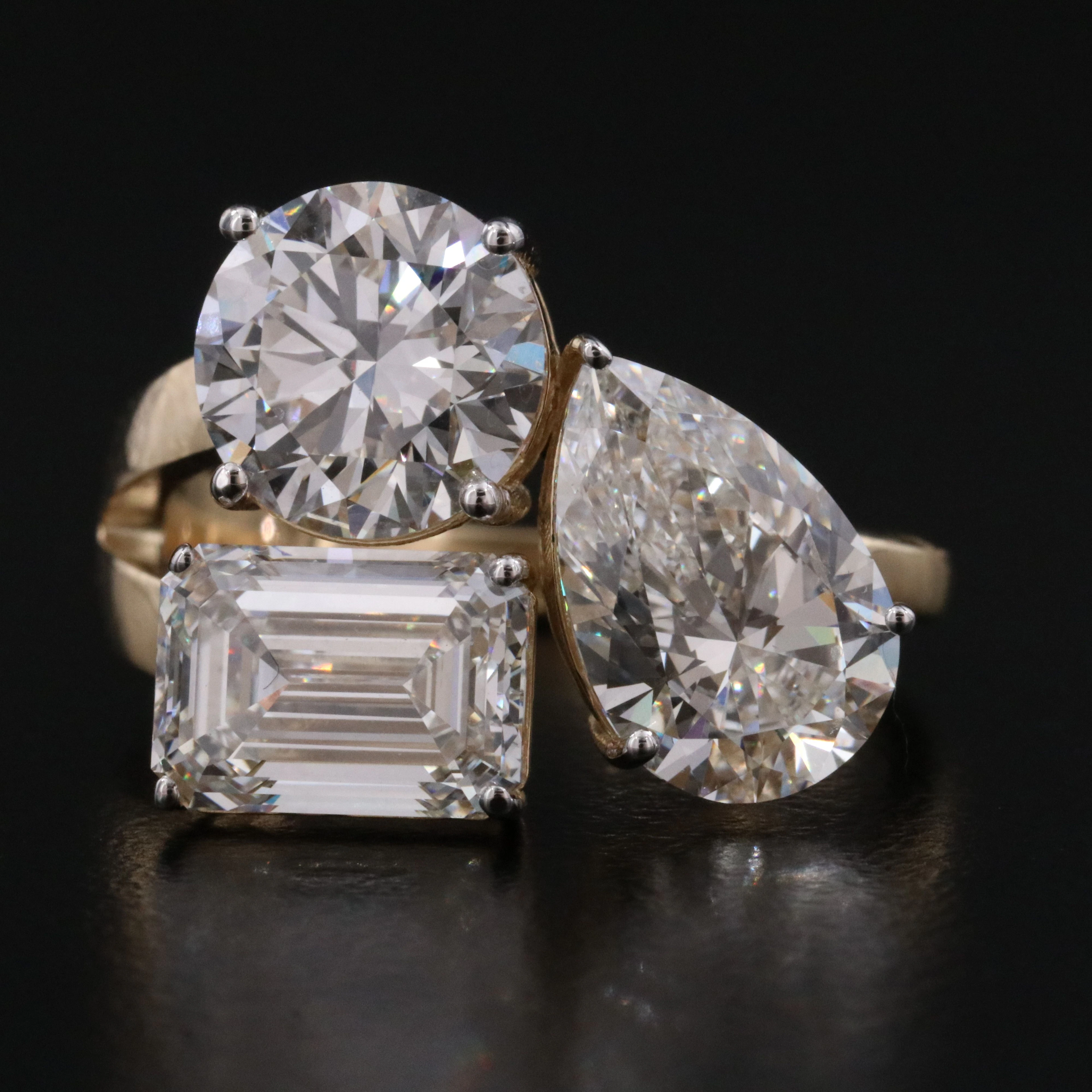 14K 6.29 CTW Lab Grown Diamond Three Stone Ring with IGI Report