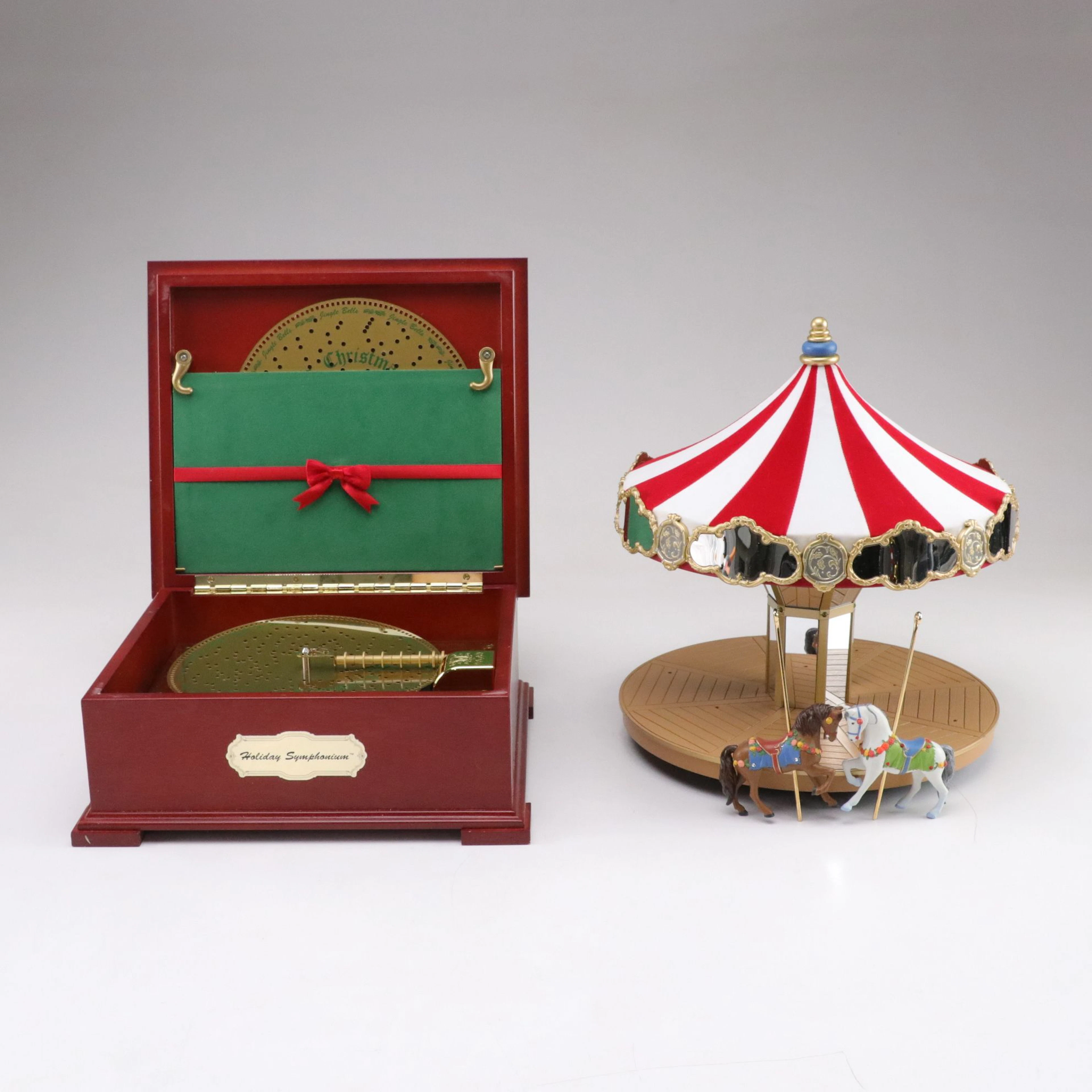 Hallmark Carousel Display with Two Horses and Mr. Christmas Holiday Symposium
