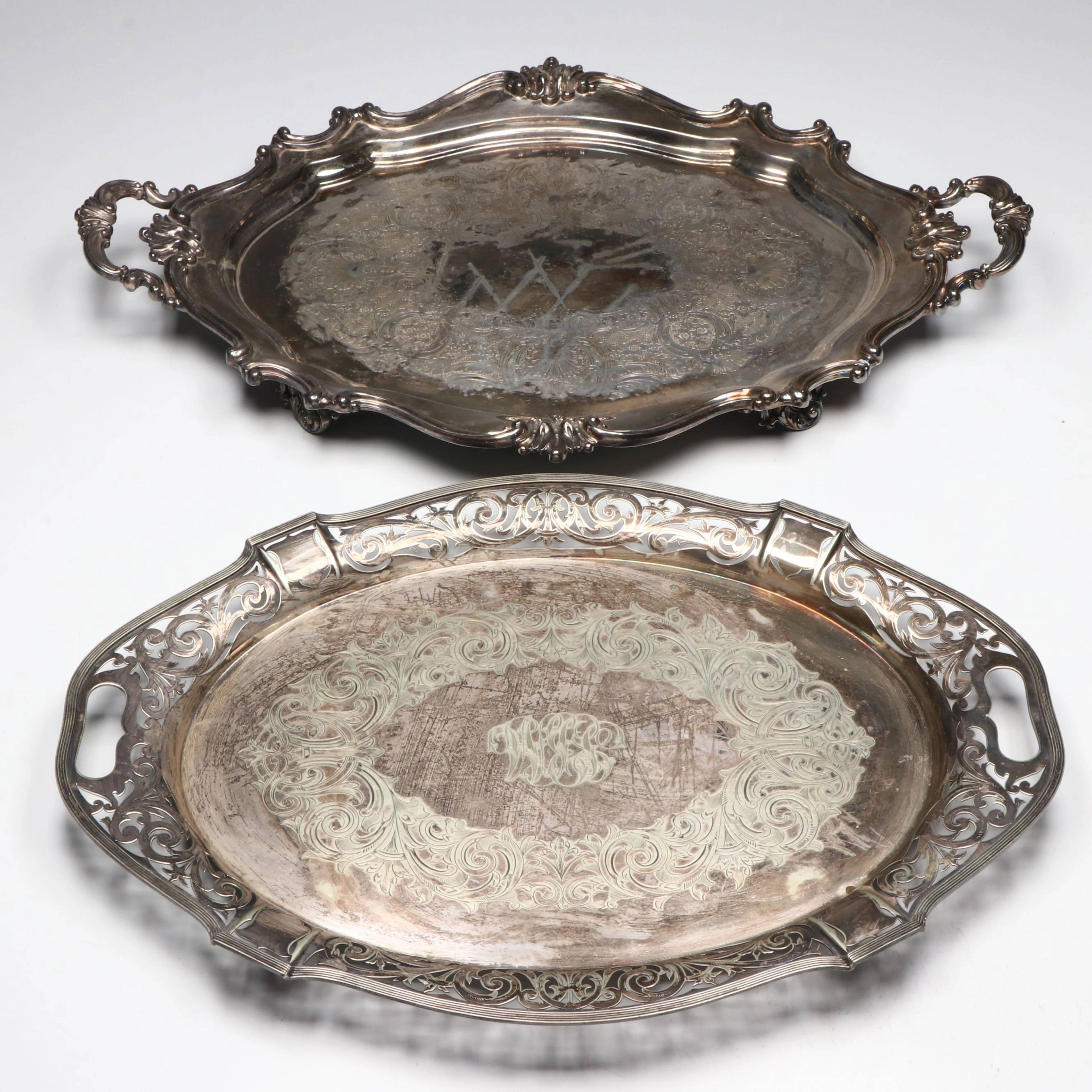 Reed & Barton "Victorian" with Other Silver Plate Handled Serving Tray