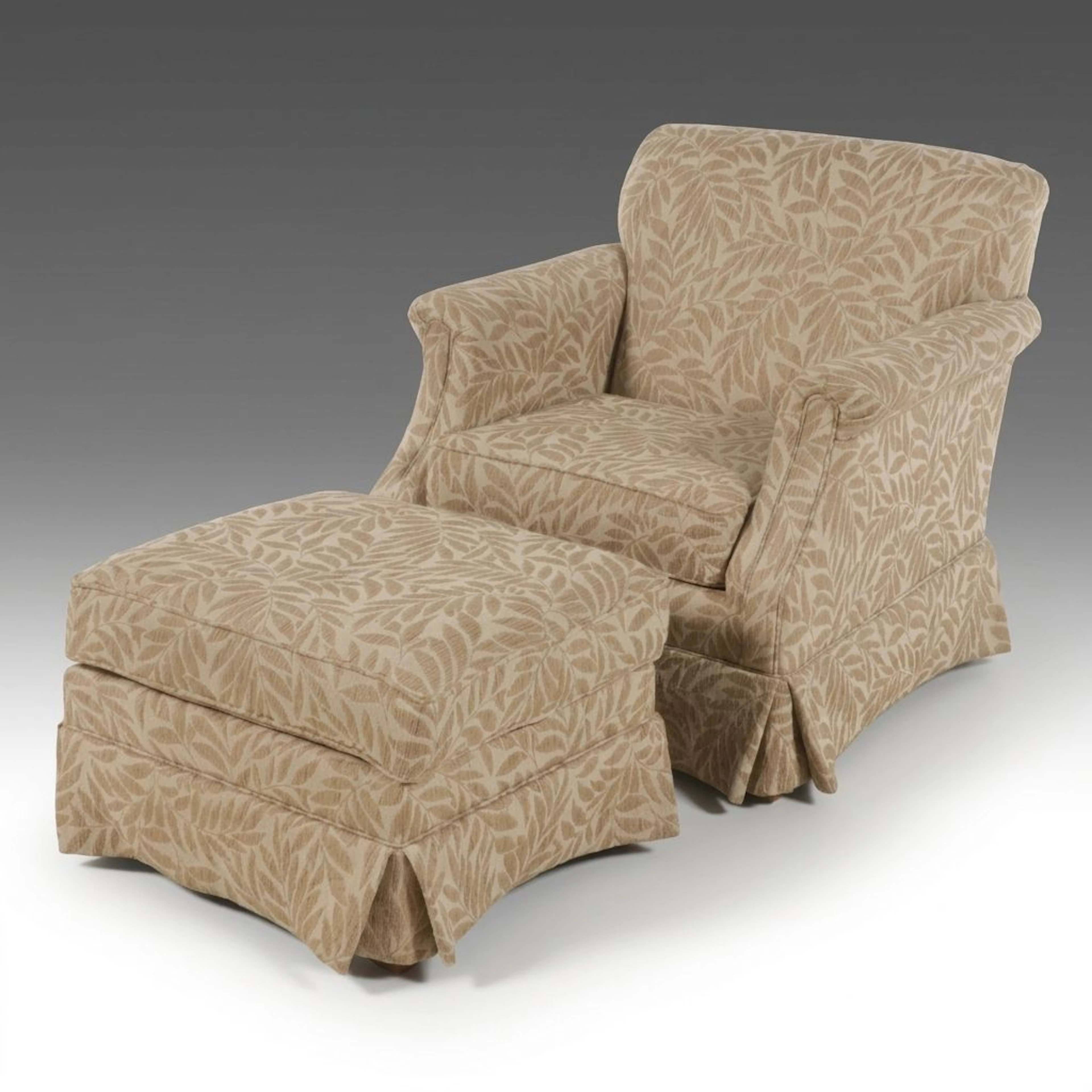 Contemporary Folial Upholstered Lounge Chair with Ottoman