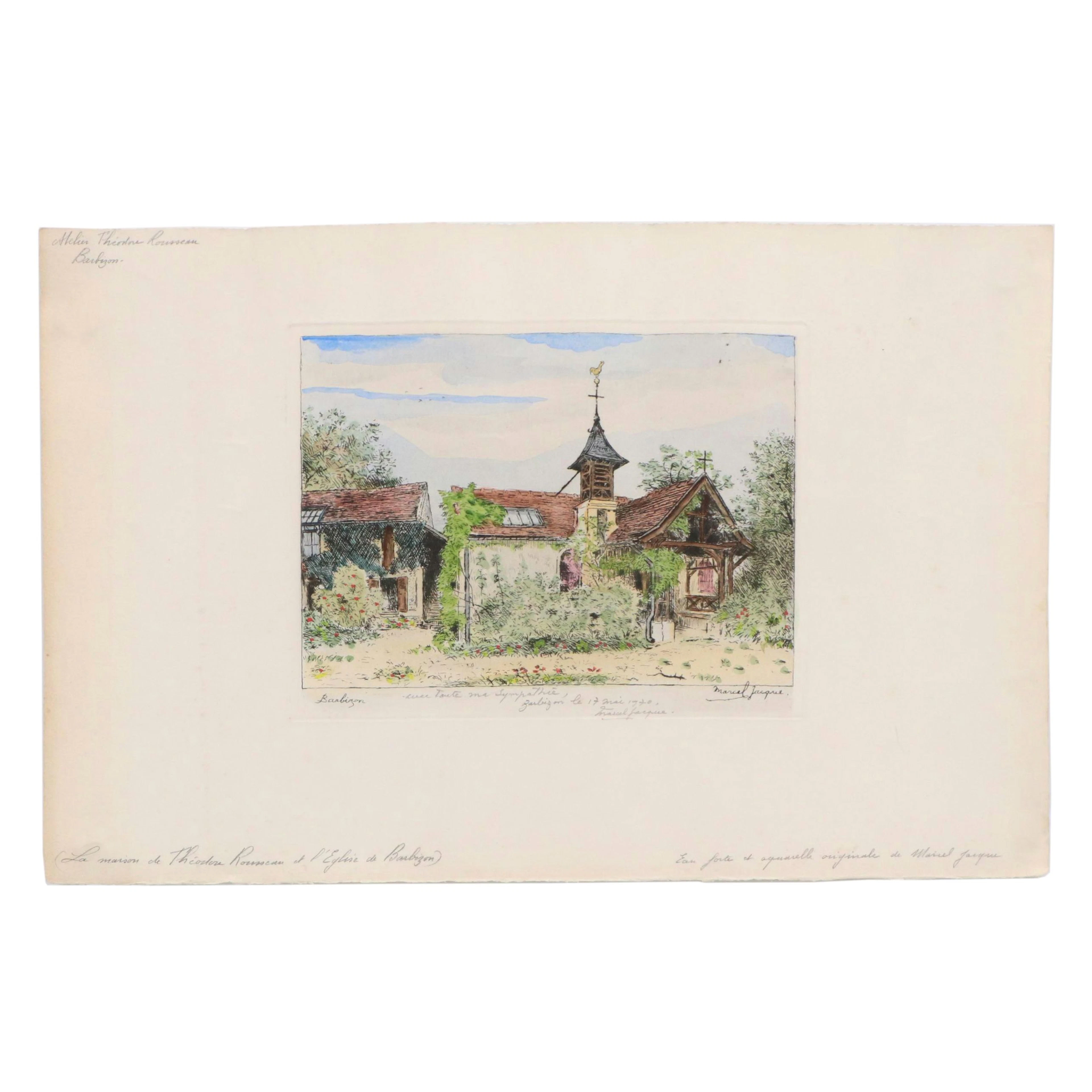 Marcel Jacque Etching "La Maison de Théodore Rousseau," 1970