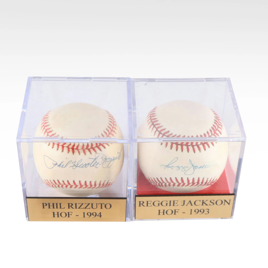 Phil Rizzuto and Reggie Jackson Signed Baseballs, JSA