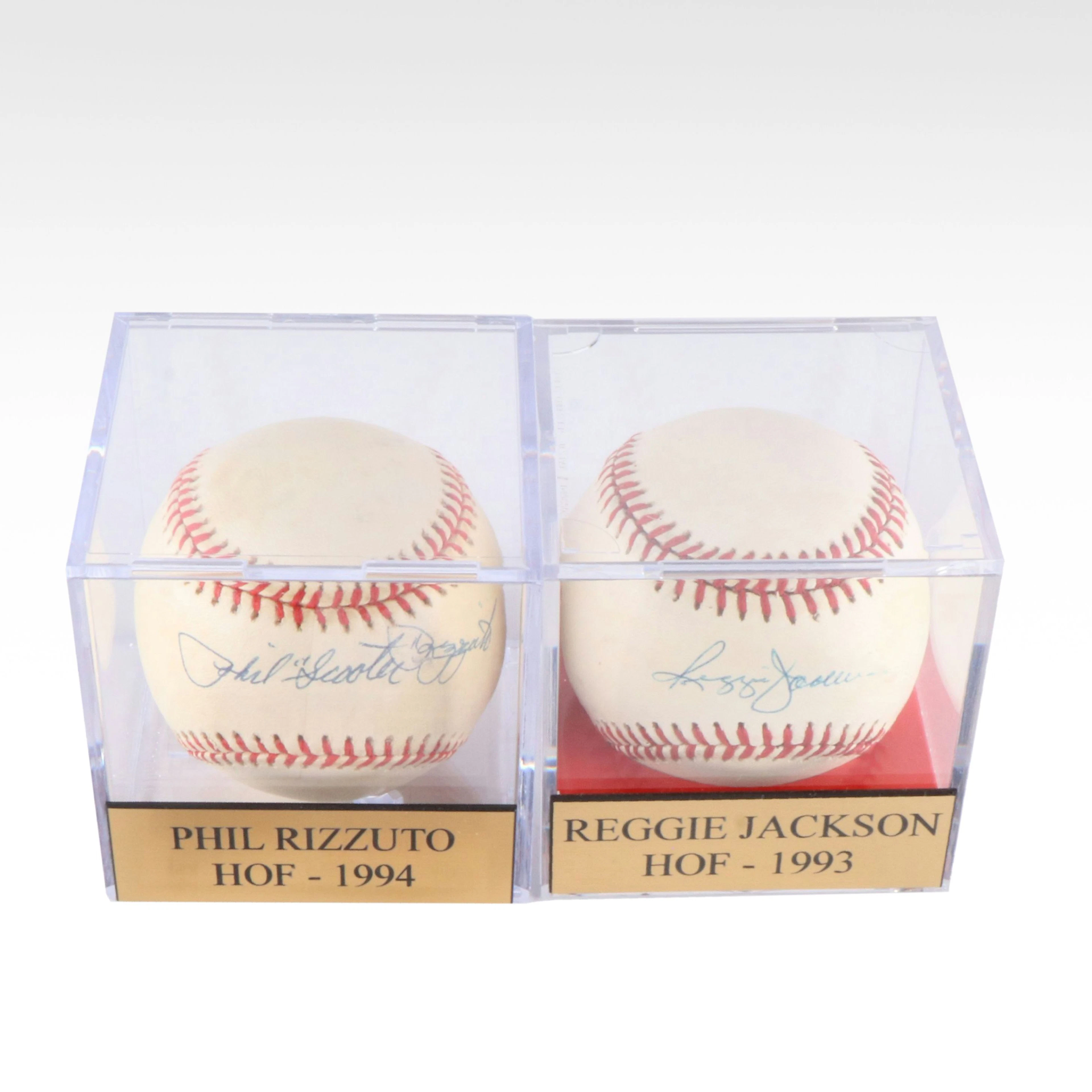 Phil Rizzuto and Reggie Jackson Signed Baseballs, JSA