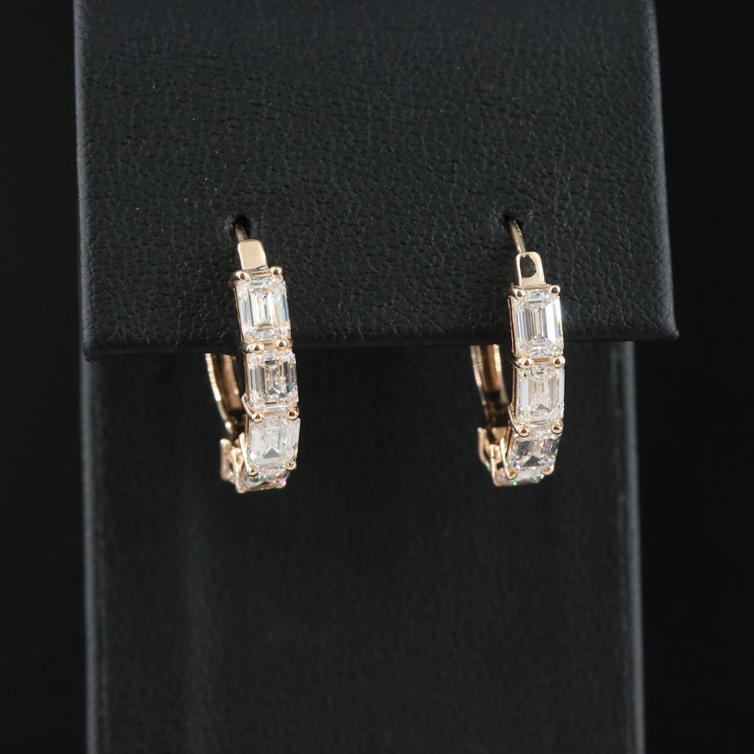 14K 3.46 CTW Diamond Hoop Earrings with GIA Reports