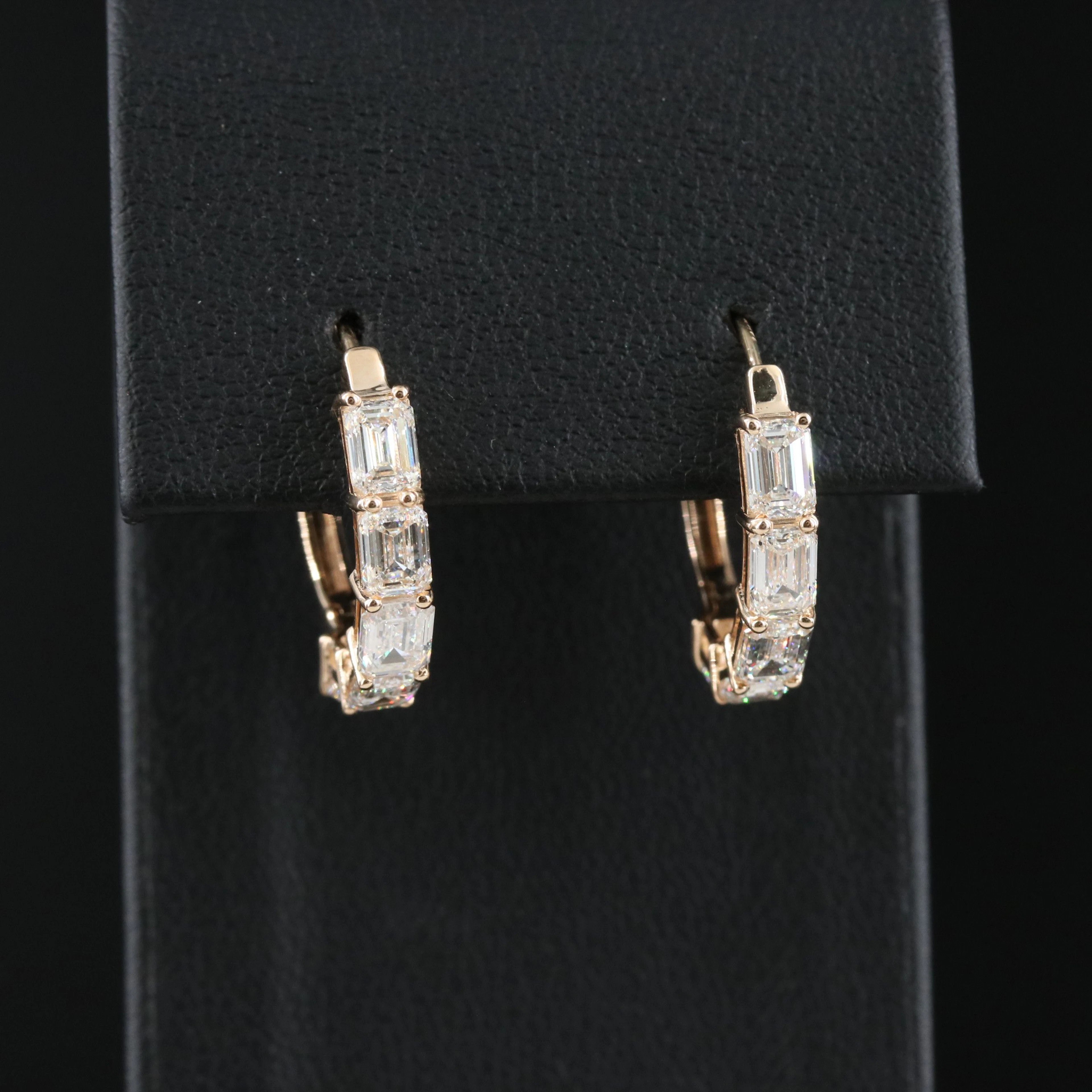 14K 3.46 CTW Diamond Hoop Earrings with GIA Reports