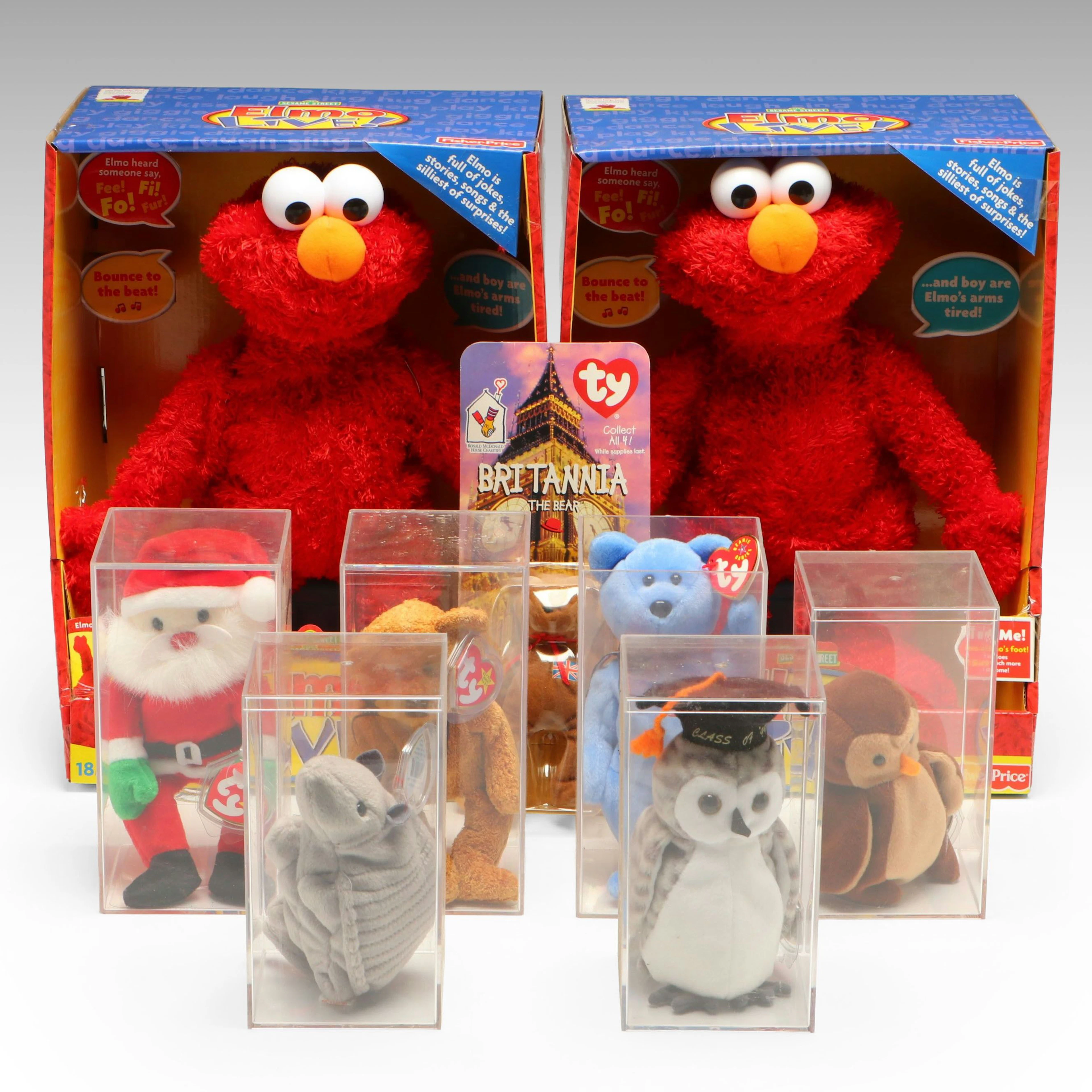 Fisher-Price "Elmo Live!" Toy with Ty "Fuzz" and More Beanie Babies