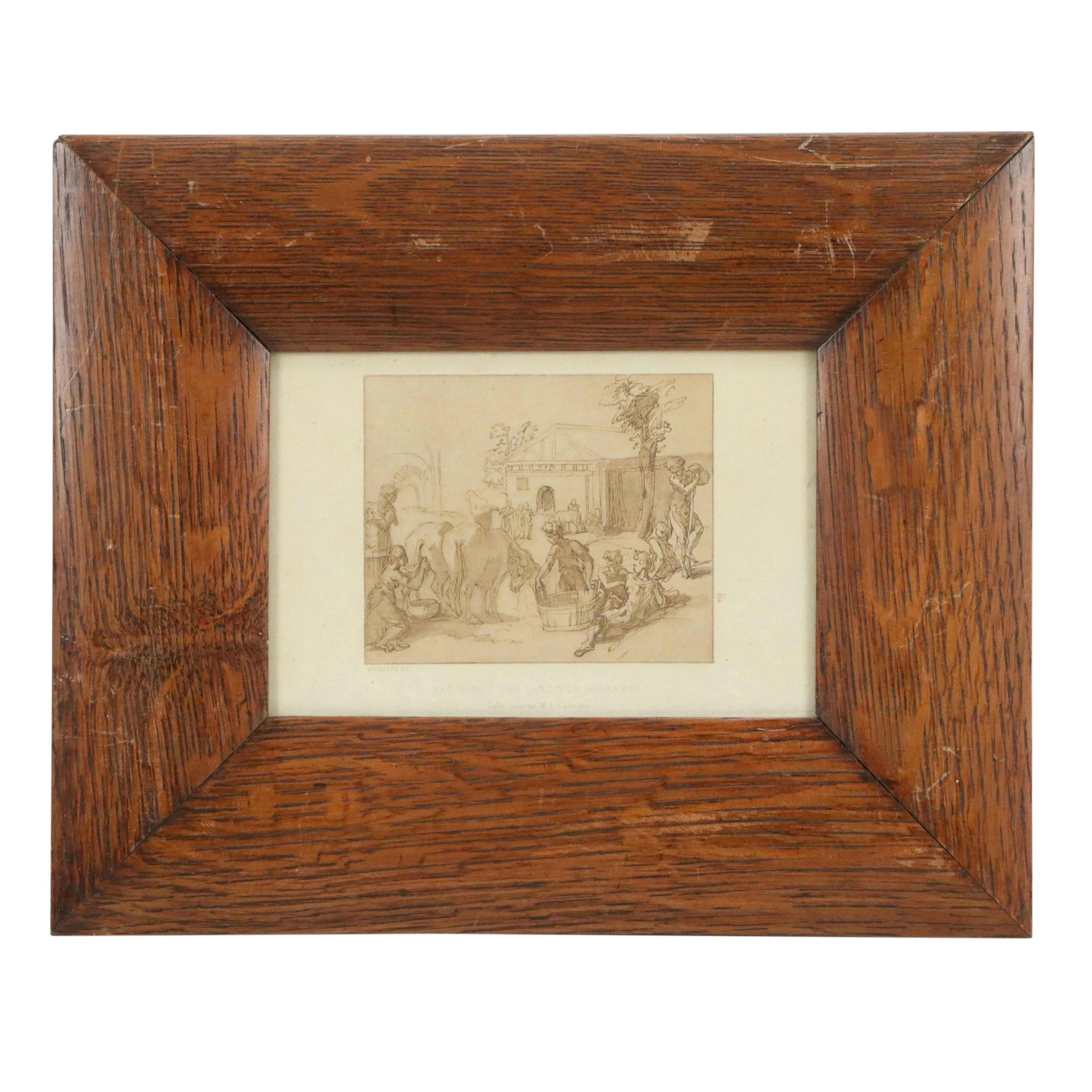 Aquatint Etching After Parmigianino "Rustic Scene," 19th Century