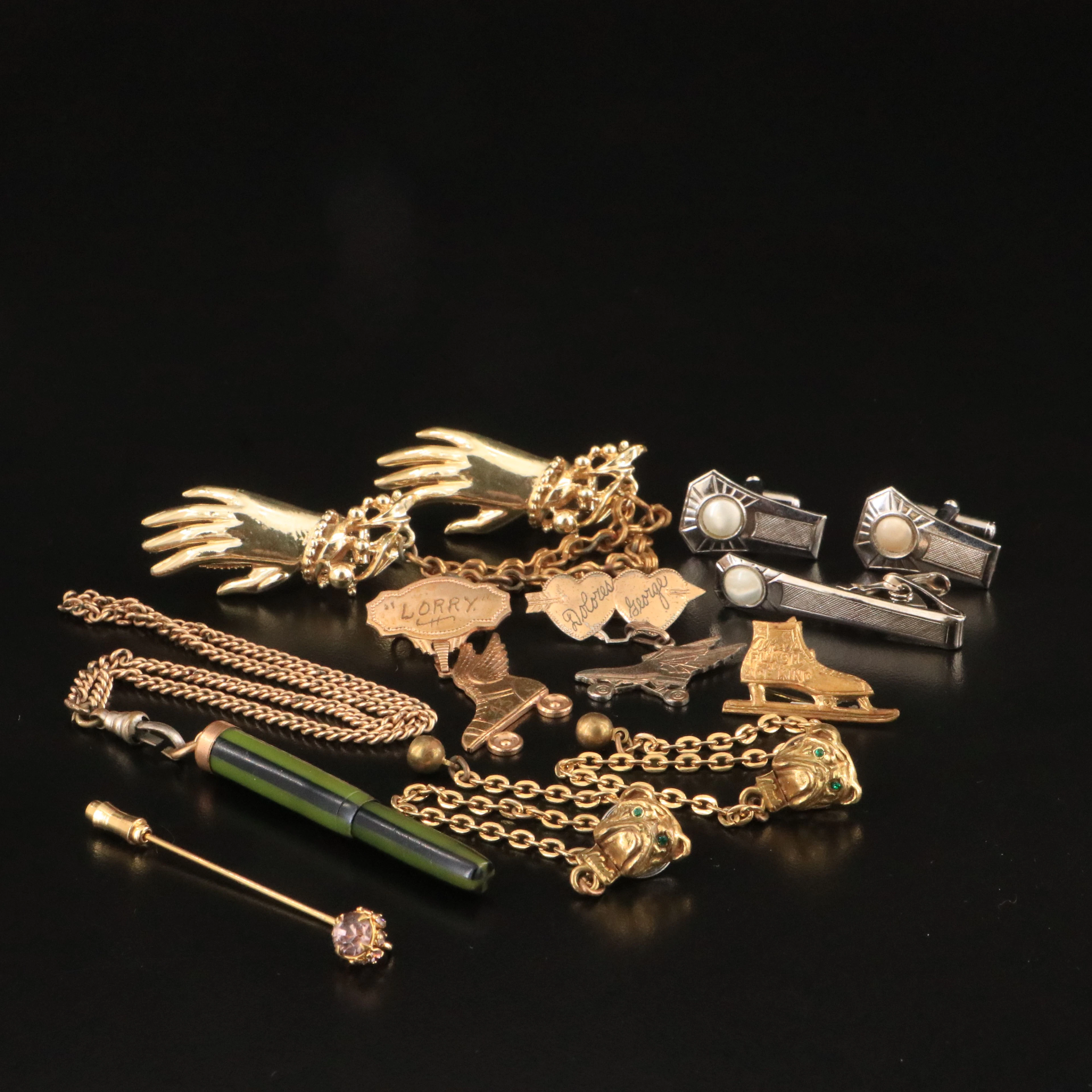Miniature Fountain Pen Pendant Featured in Vintage Jewelry