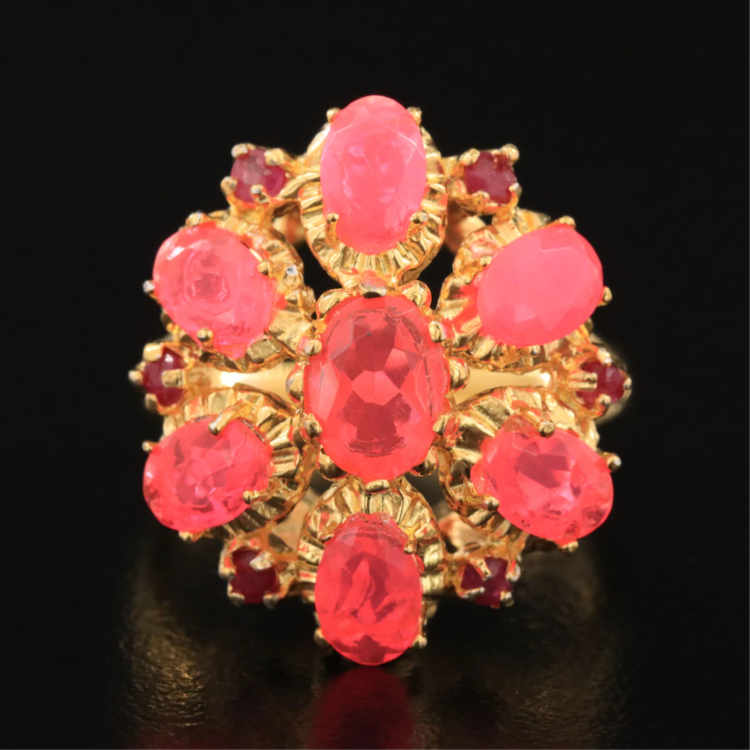 Sterling Opal and Ruby Ring