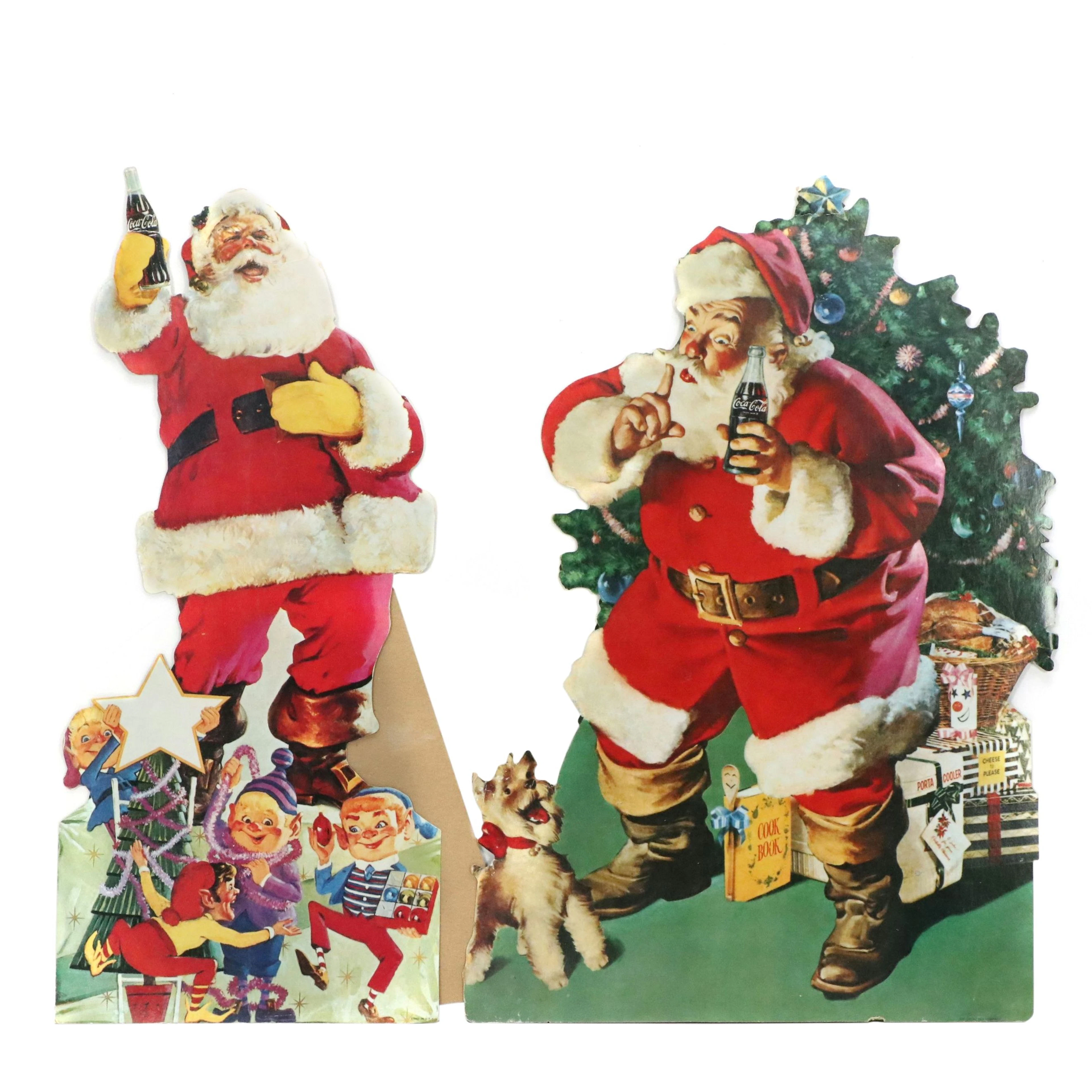 Coca-Cola Santa Advertisement Offset Lithograph Cut-Outs, Mid to Late 20th C.