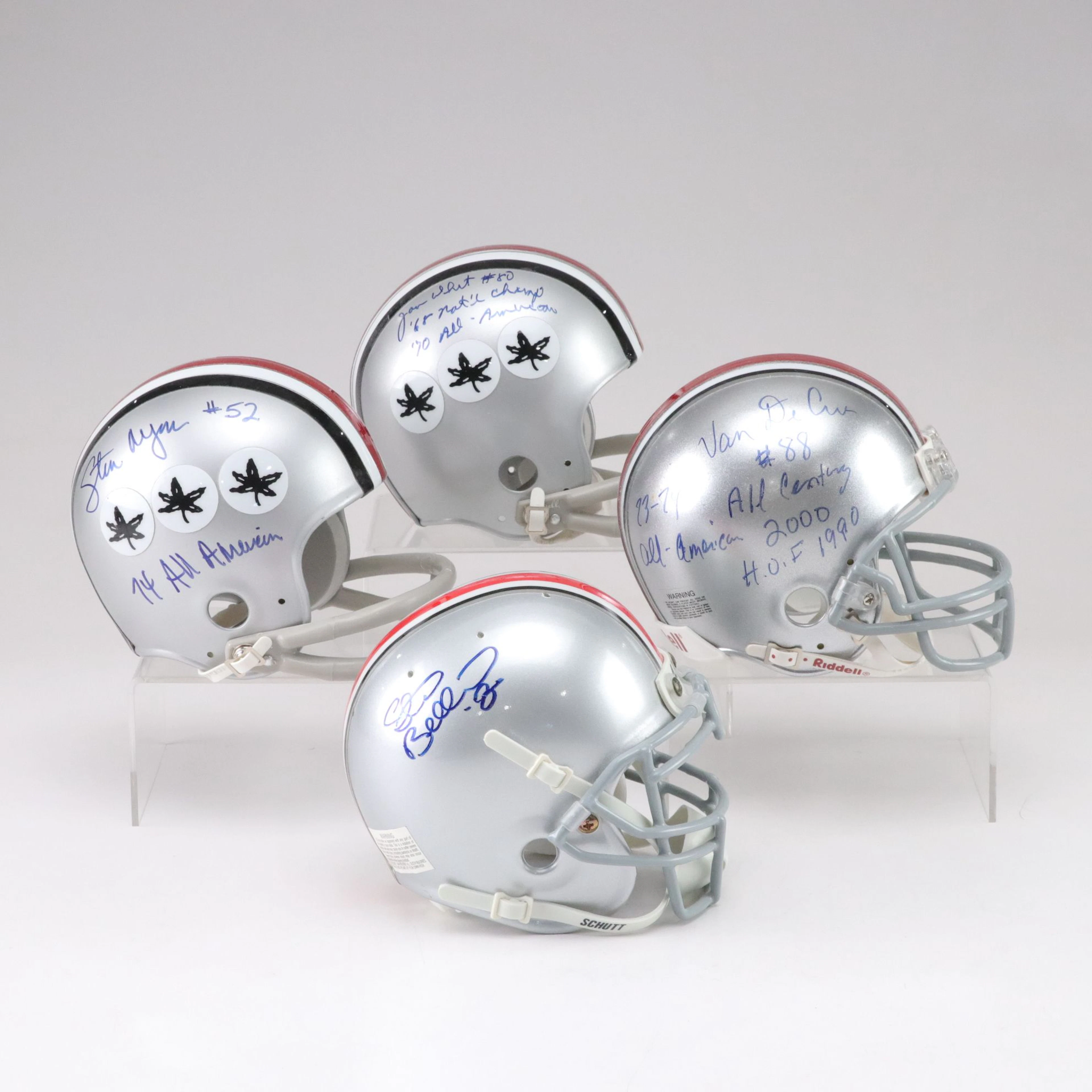 Four Signed Mini Helmets by The Ohio State Buckeyes