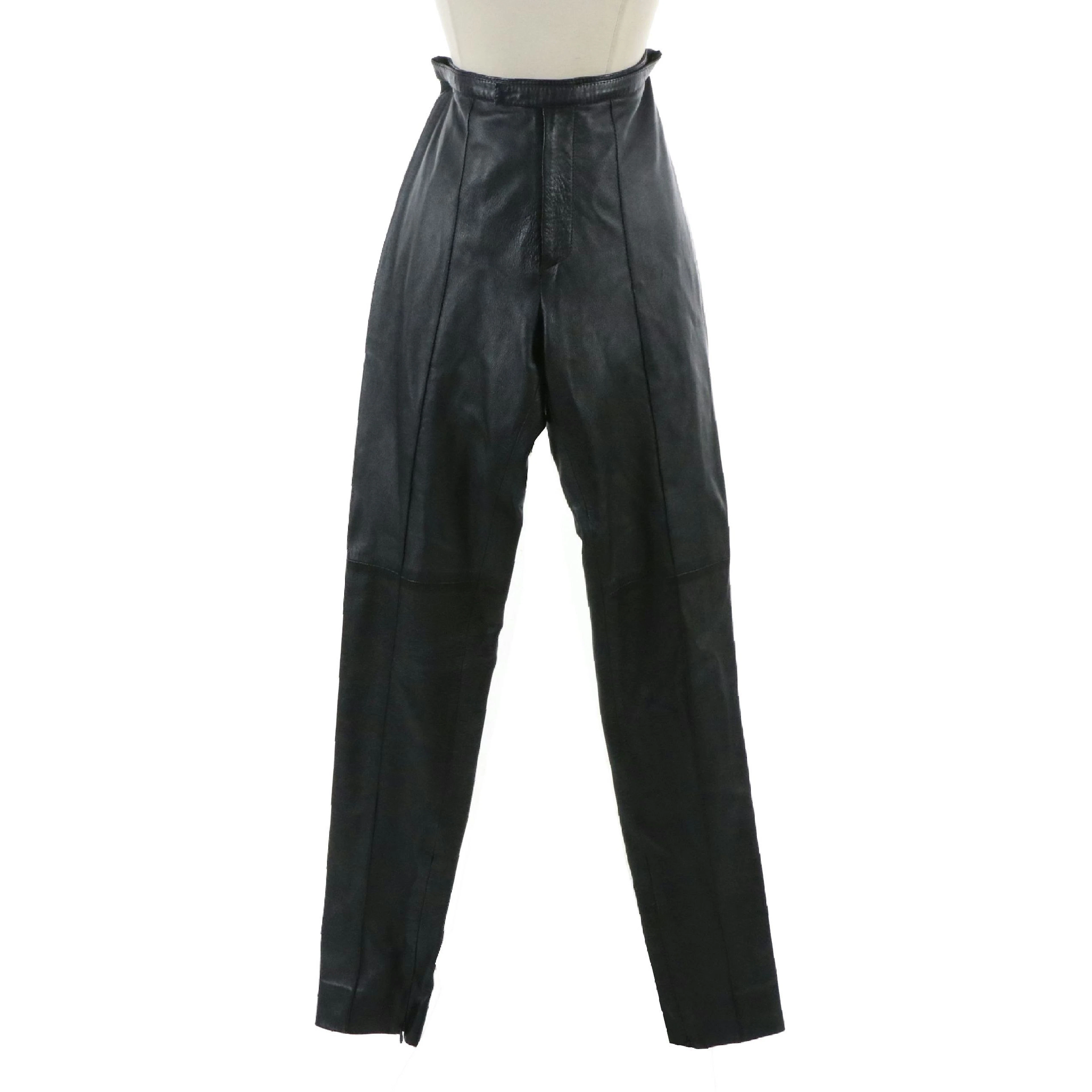 Gucci Black Leather Pants with Ankle Zip Accent