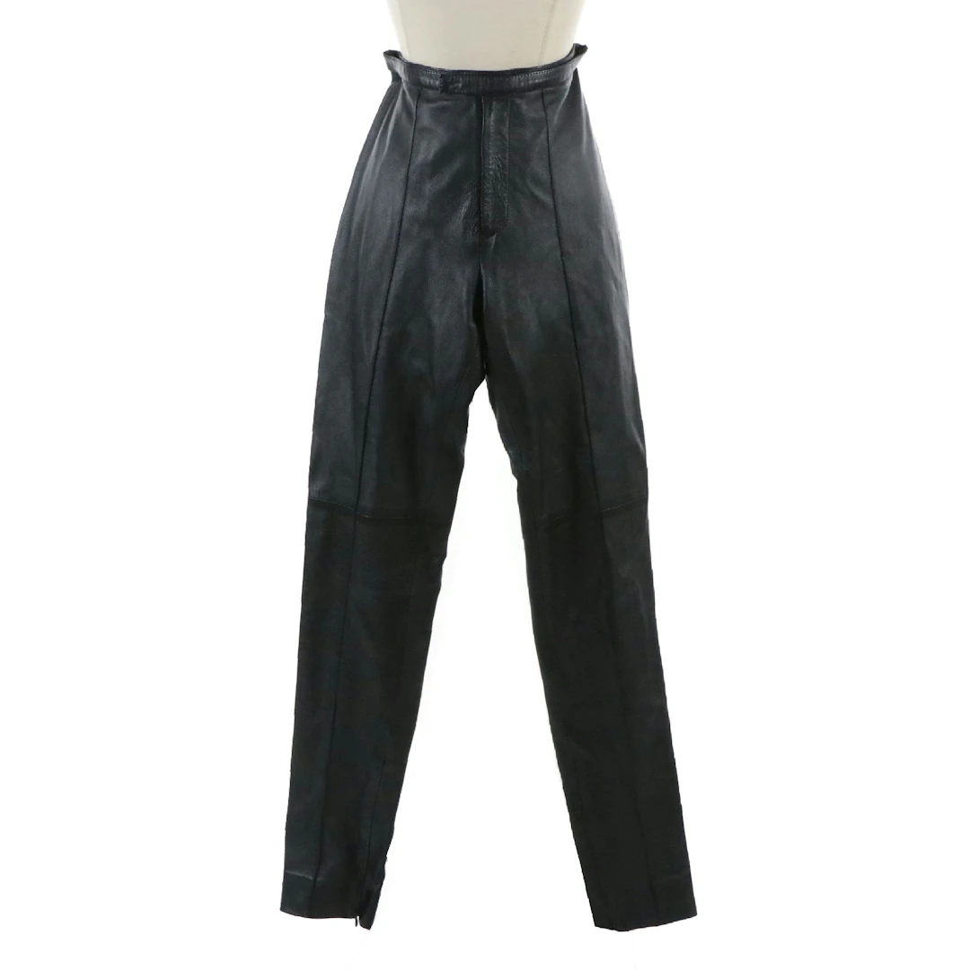 Gucci Black Leather Pants with Ankle Zip Accent
