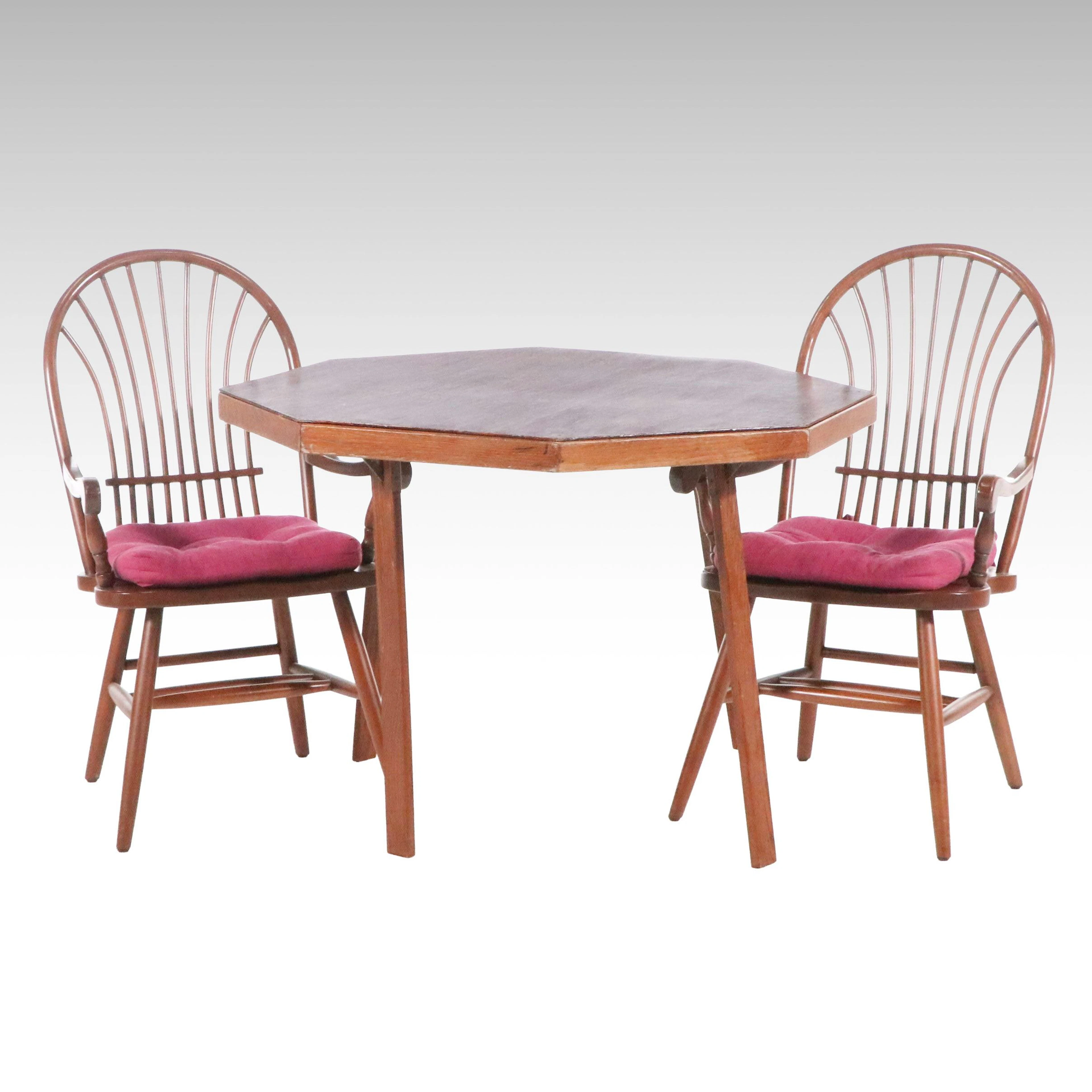 Mid Century Modern Style Game Table with Windsor Style Armchairs