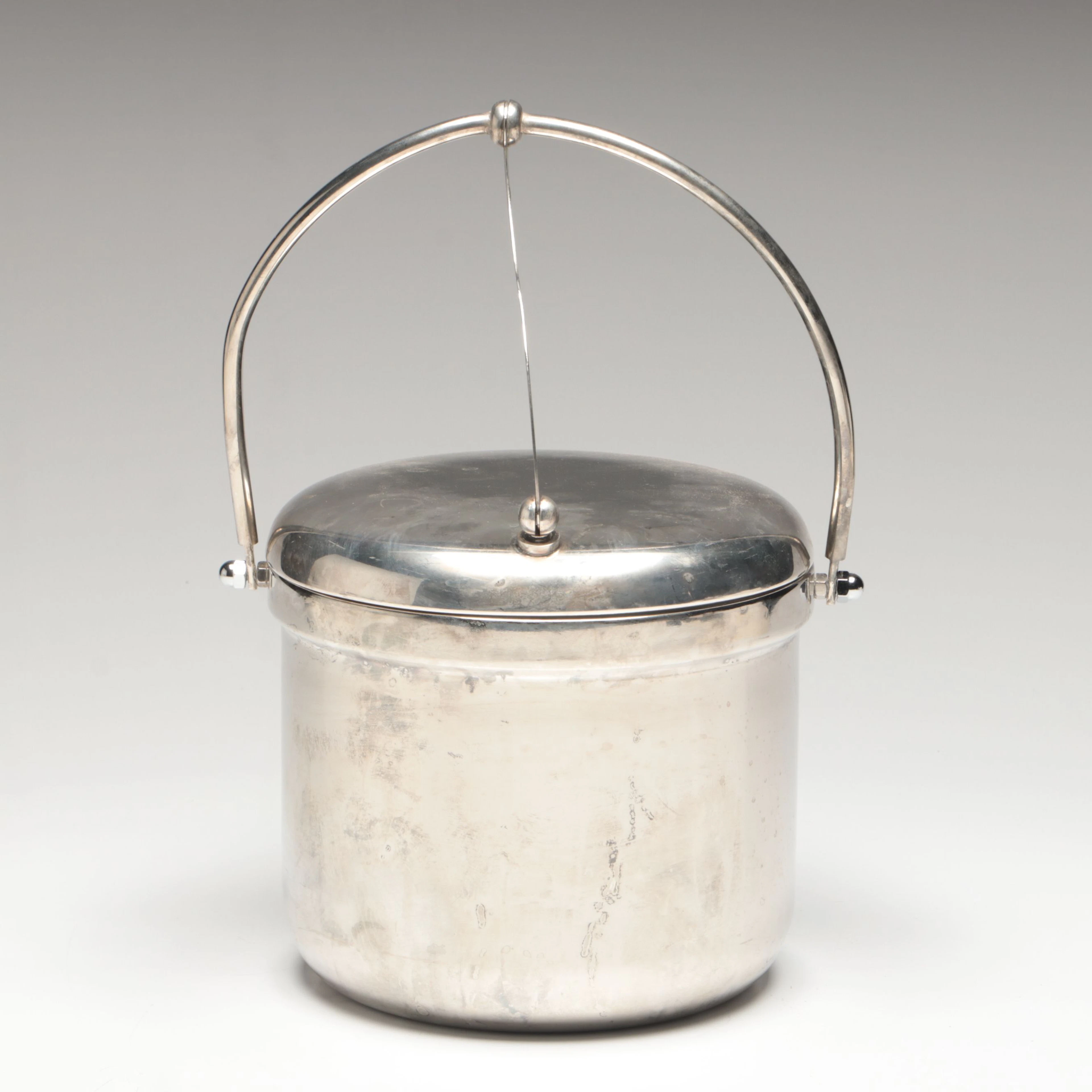 Mid Century Modern Hinged Lid Ice Bucket, Vintage