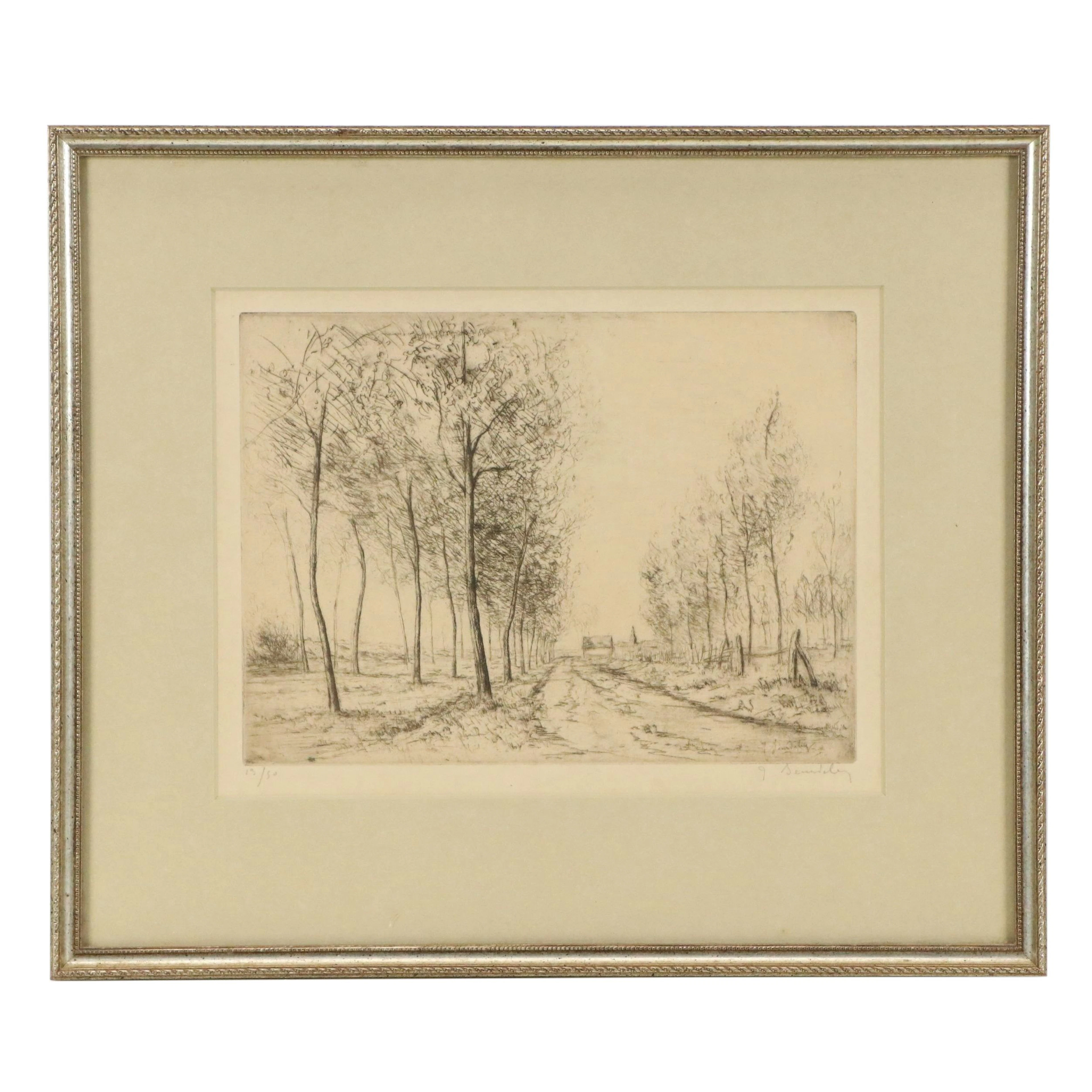 Jacques Victor Beurdeley Drypoint Etching "Le Chemin aux Cabanes"