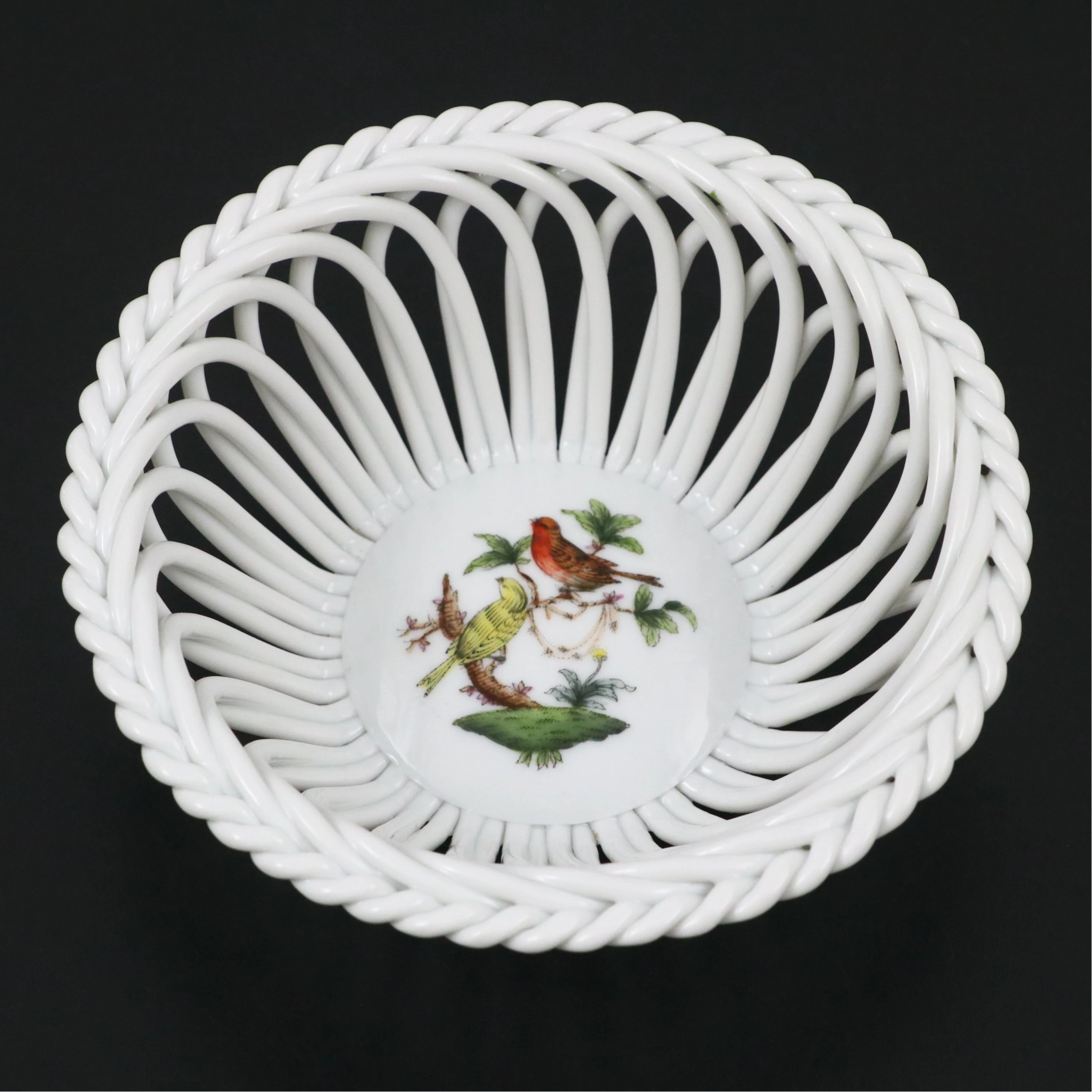 Herend "Rothschild Bird" Reticulated Porcelain Basket5.2