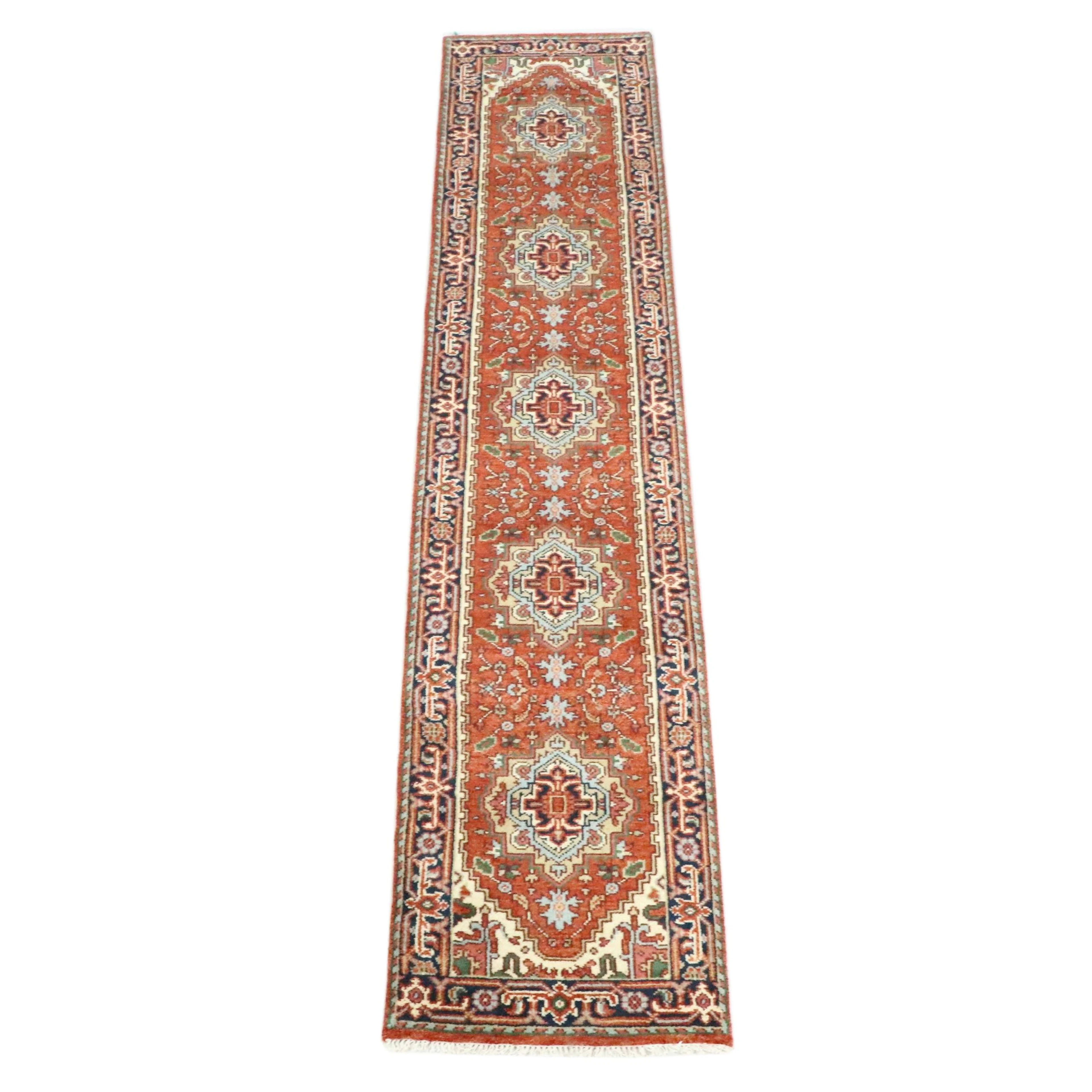 2'6 x 12'3 Hand-Knotted Persian Heriz Style Carpet Runner