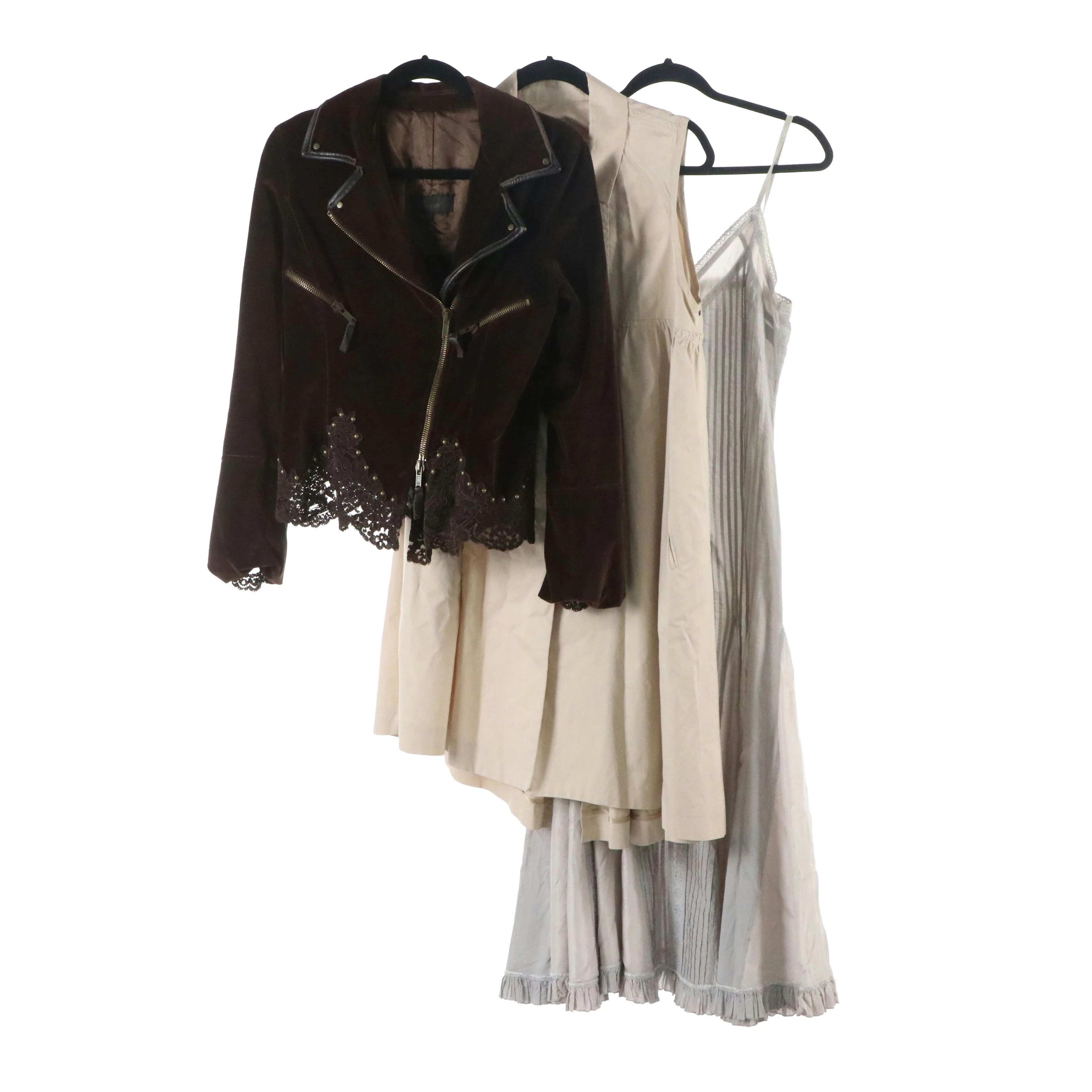 Artisti Italiani Sleeveless Godet Dress, Rococo Dress and Moto Jacket with Lace