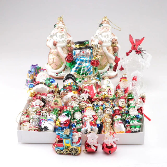 Fitz & Floyd "Snowy Woods" with Other Ornaments and Decorations