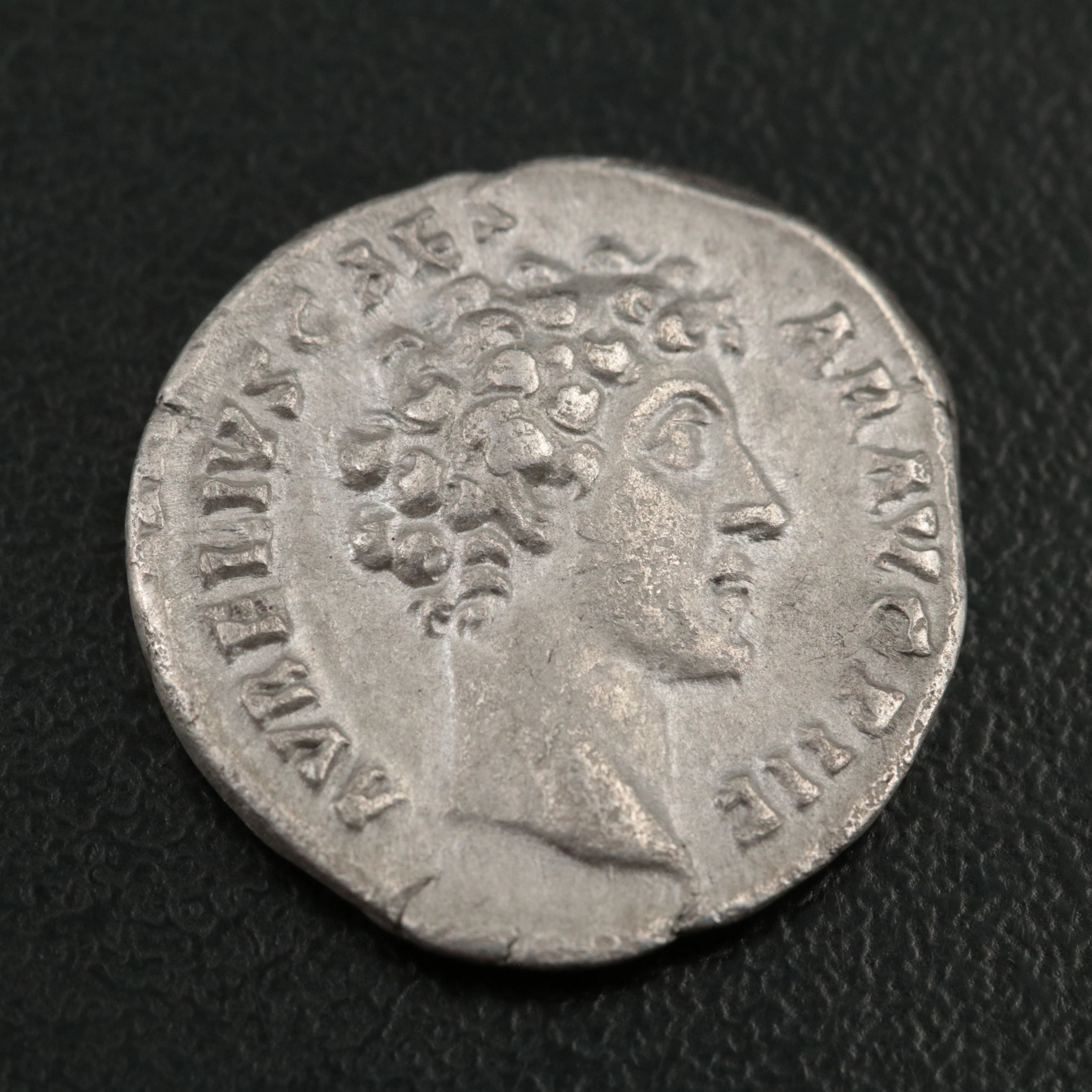 Ancient Roman Imperial AR Denarius of Marcus Aurelius, ca. 144 A.D.