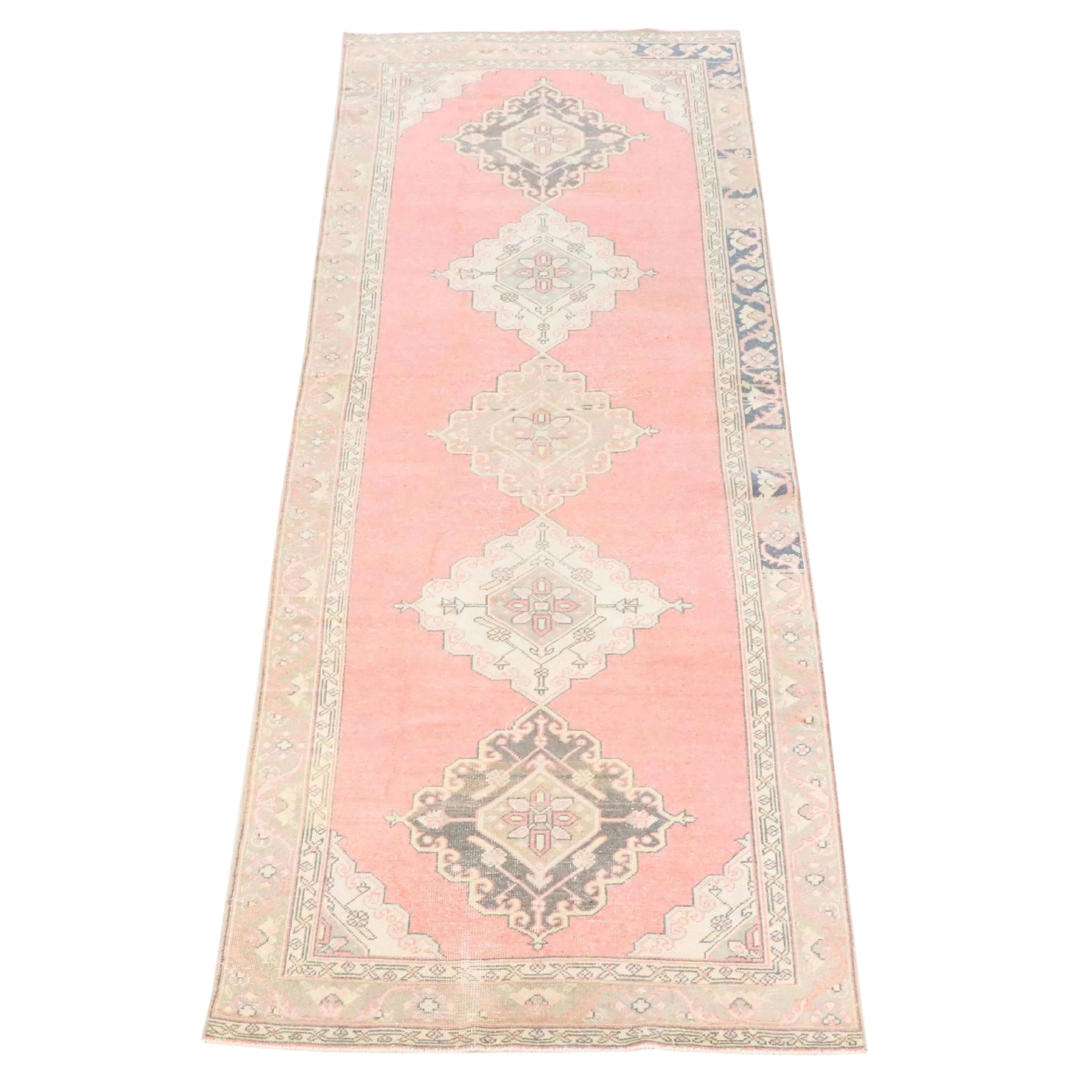 4'5 x 12'1 Hand-Knotted Turkish Anatolian Long Rug