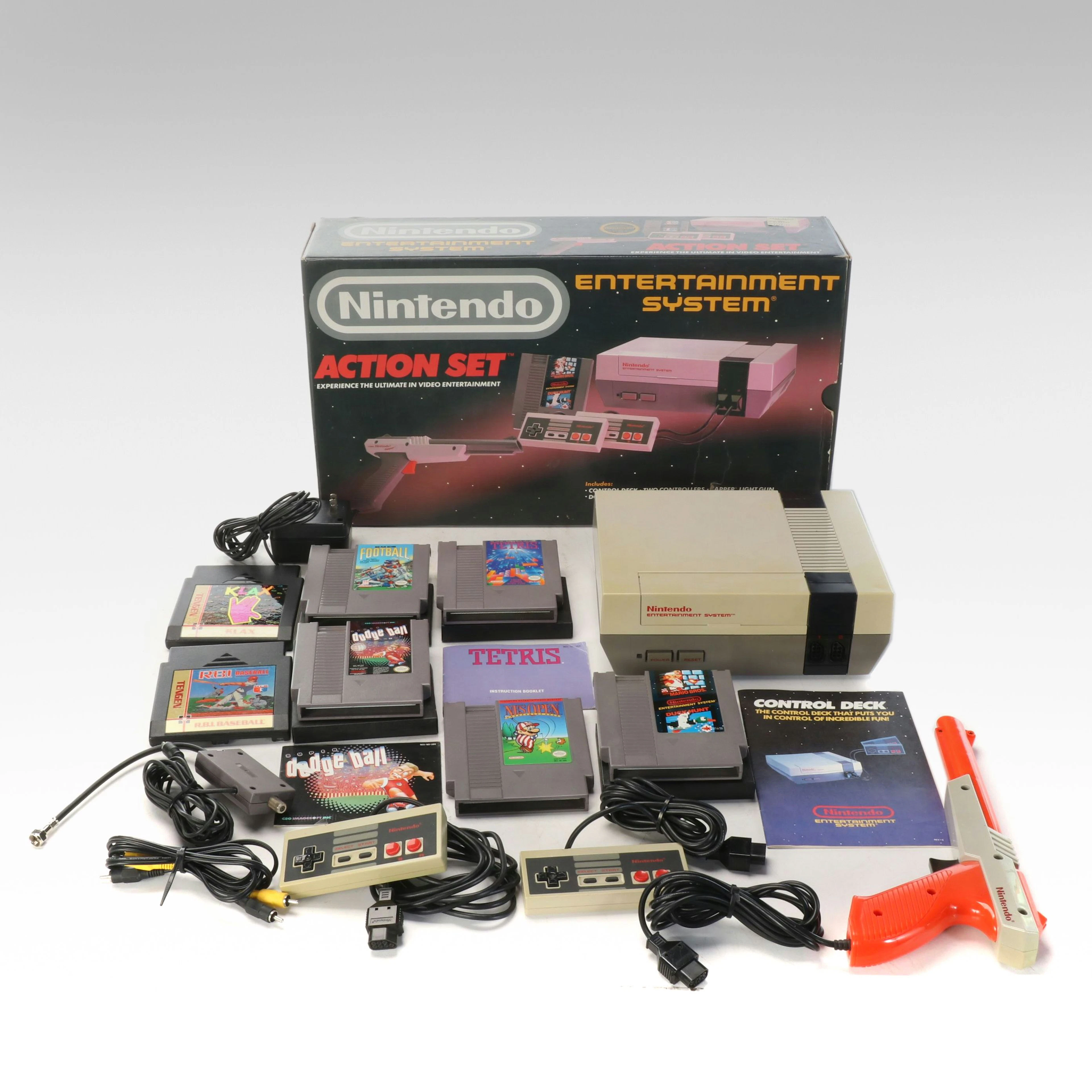 Nintendo NES "Action Set" with Super Mario Bros. and More Games, 1980s