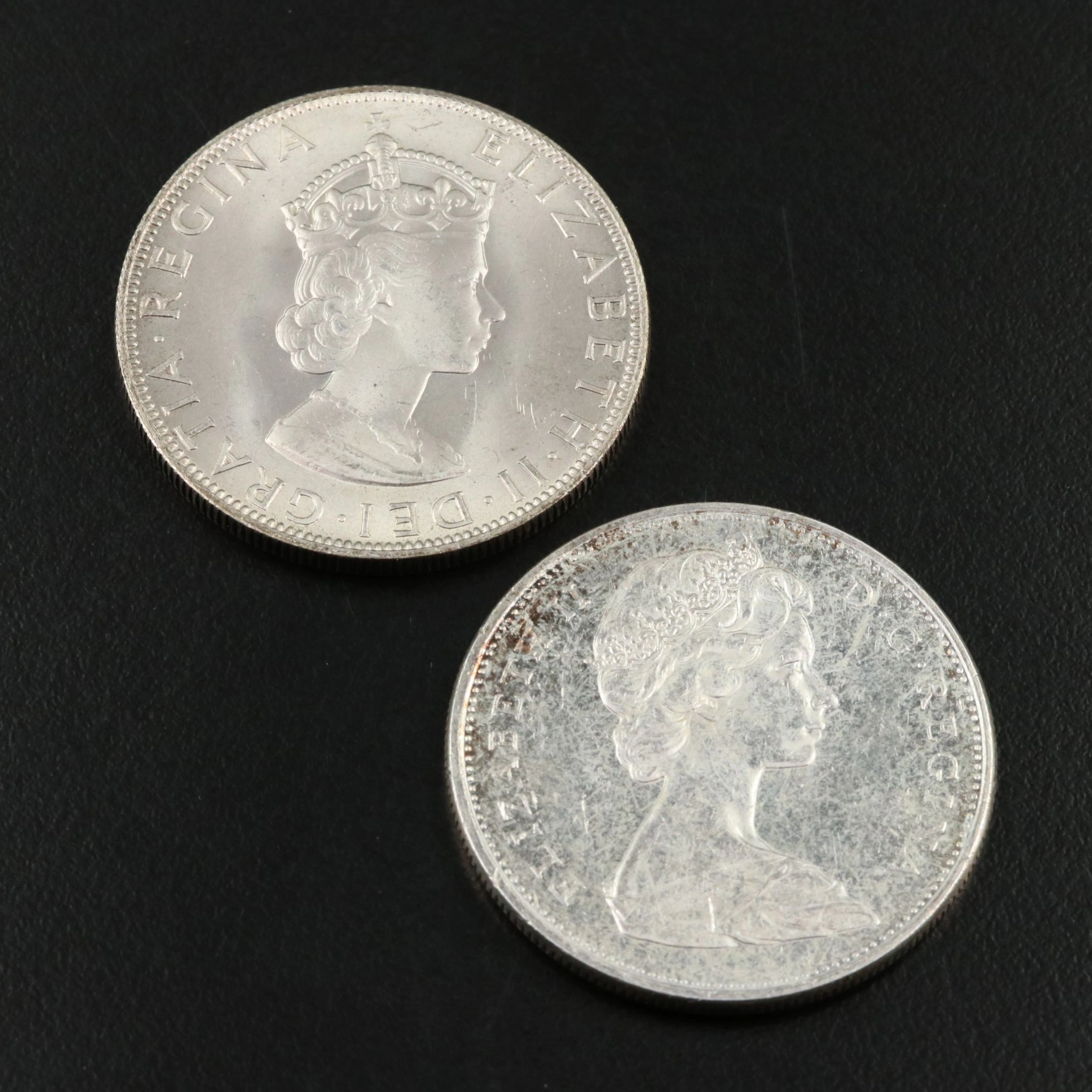 1964 Bermuda Crown and a 1965 Canada Silver Dollar