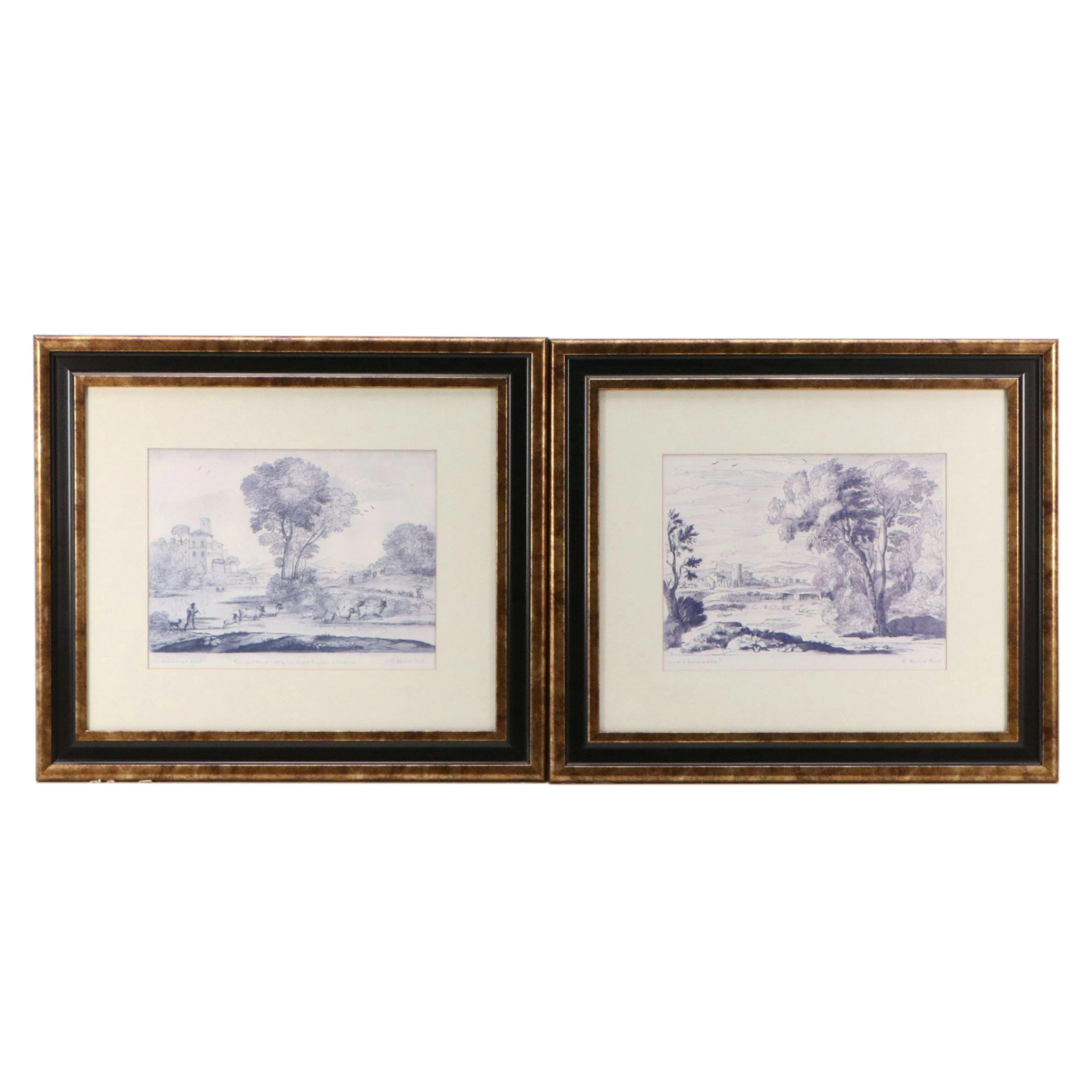 After Claude Lorrain Offset Lithographs of Landscapes