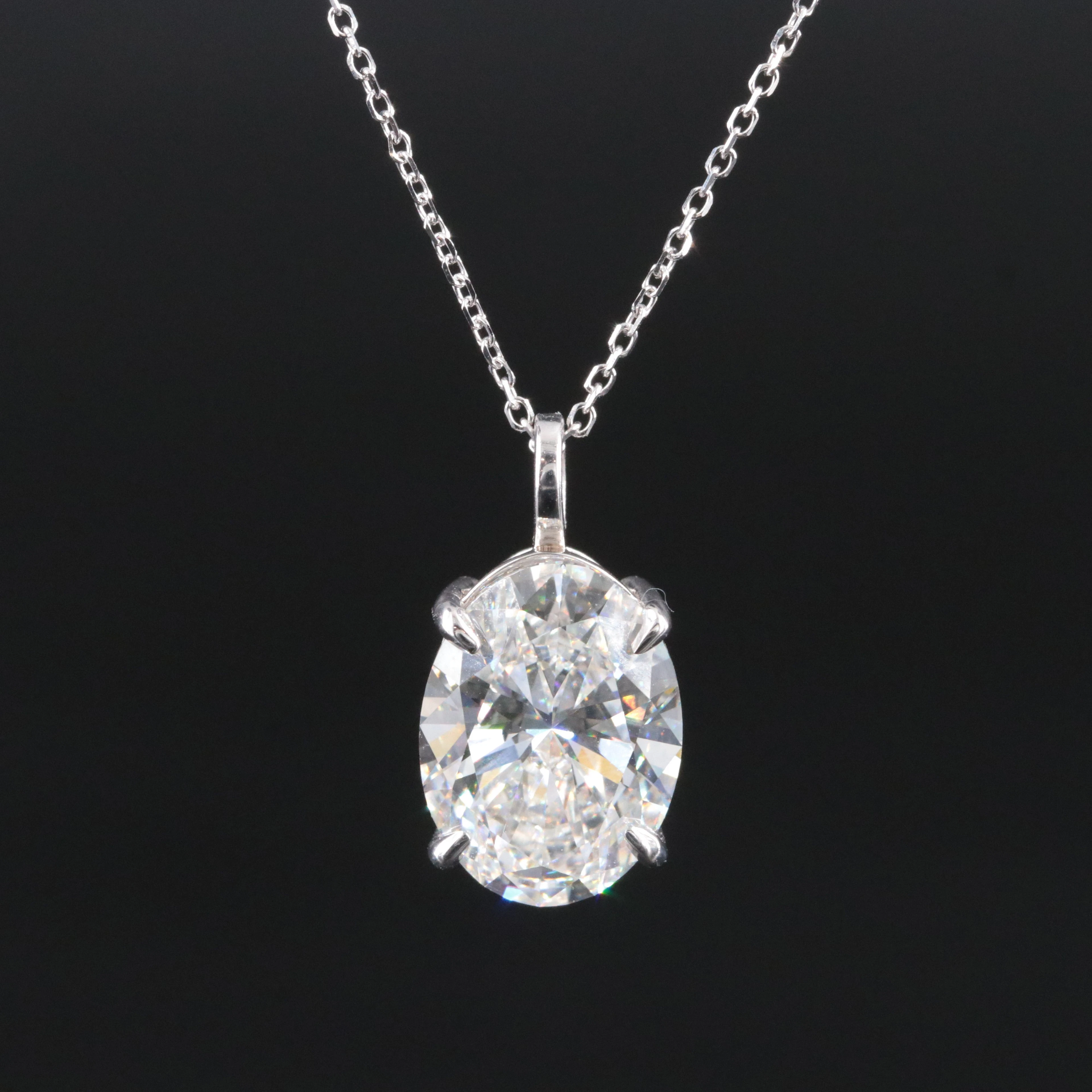 14K 3.99 CT Lab Grown Diamond Solitaire Pendant Necklace with IGI Report