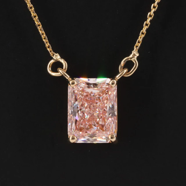 14K 2.31 CT Lab Grown Fancy Vivid Pink Diamond Solitaire Necklace w/IGI Report