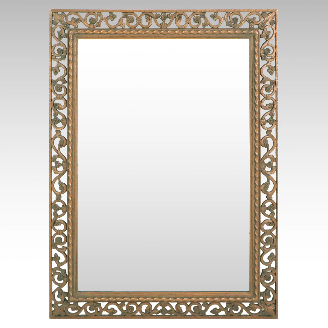 Brass Finish Open Scrollwork Wall Mirror